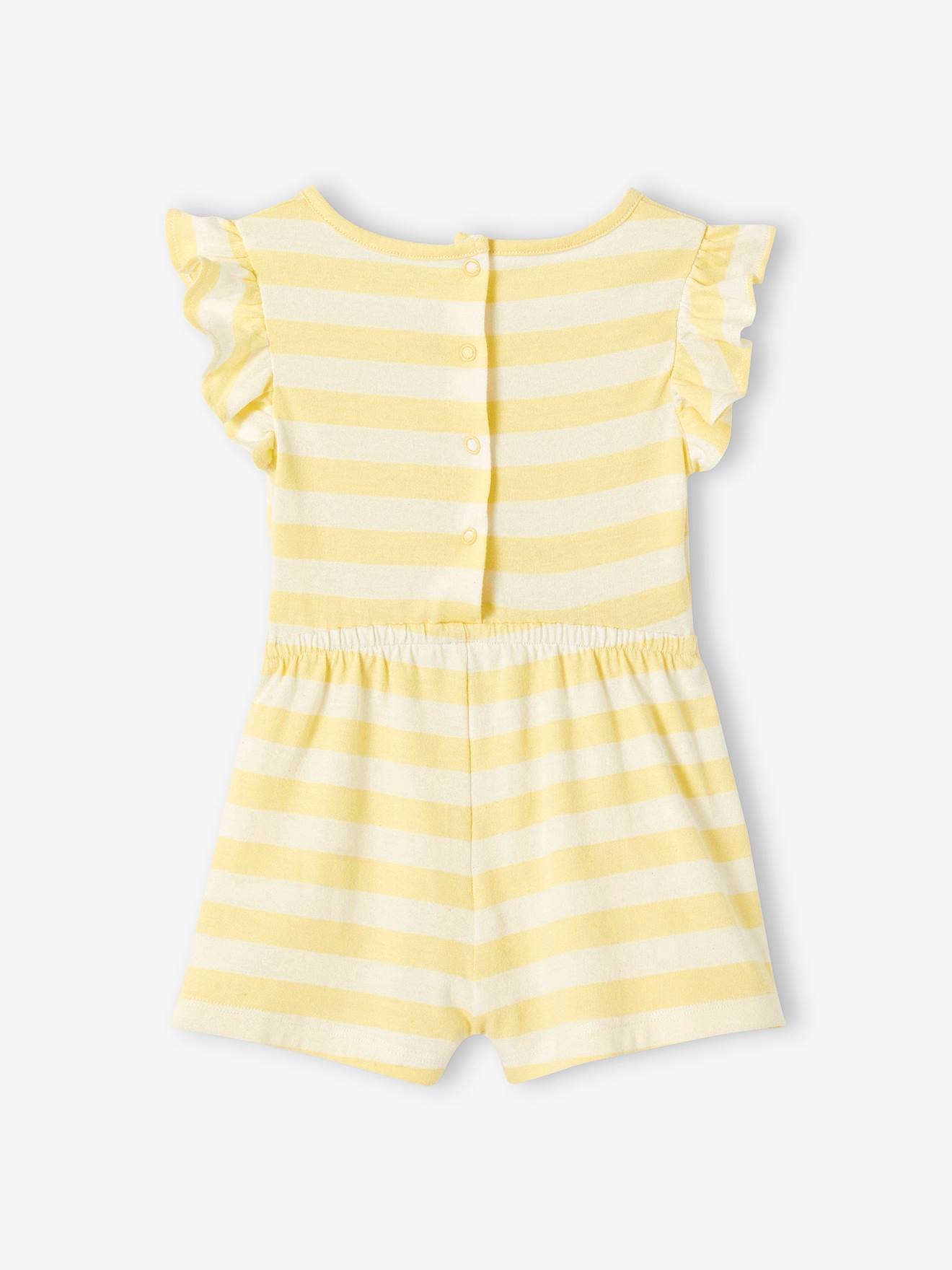 Vertbaudet Kurzer Baby Overall BASICS Oeko-Tex - gelb gestreift
