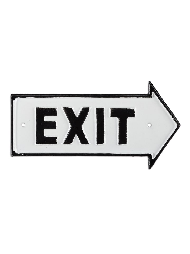 relaxdays Exit Schild in Weiß/schwarz günstig kaufen onesize