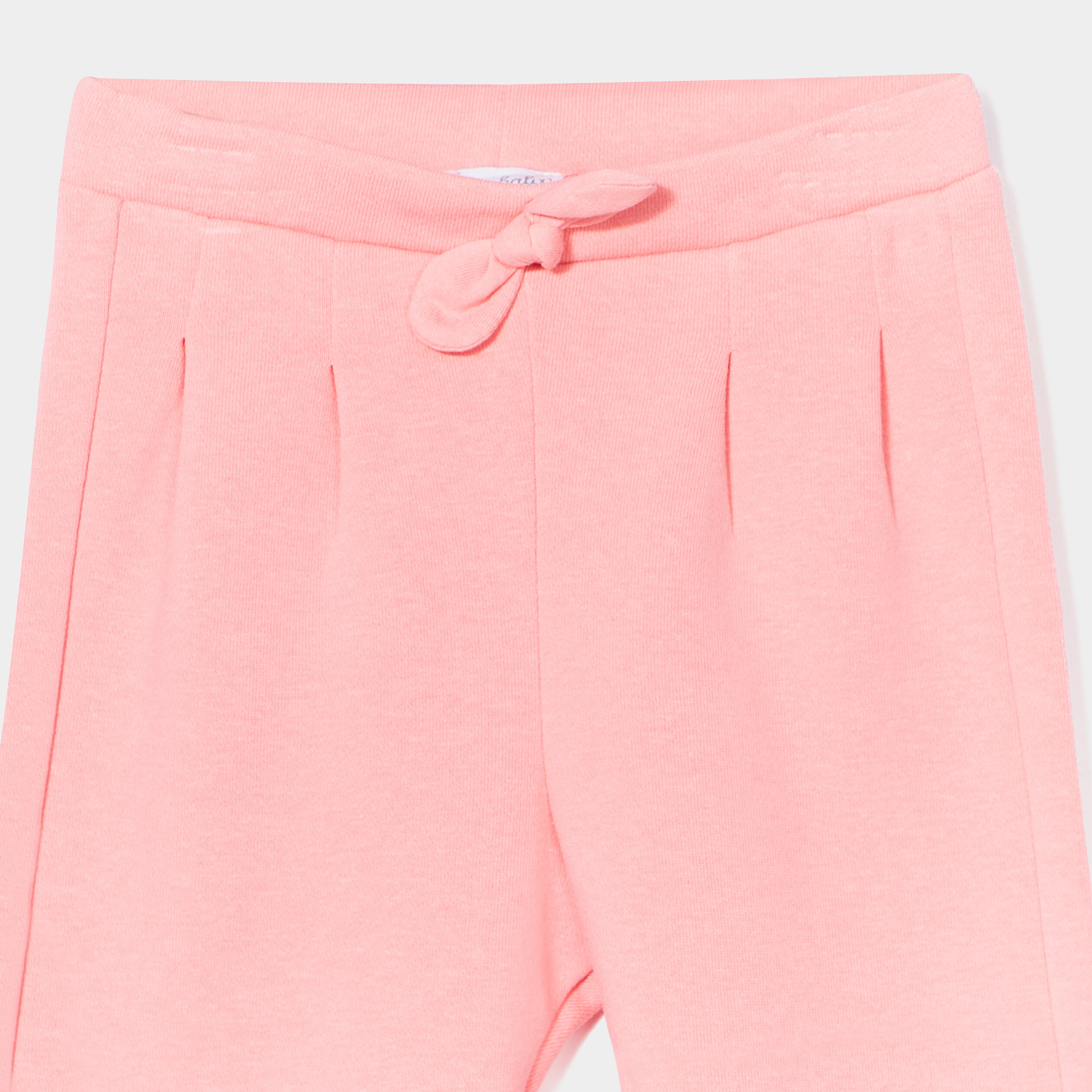 Pantalon molleton droit à pinces rose bébé fille | La Halle