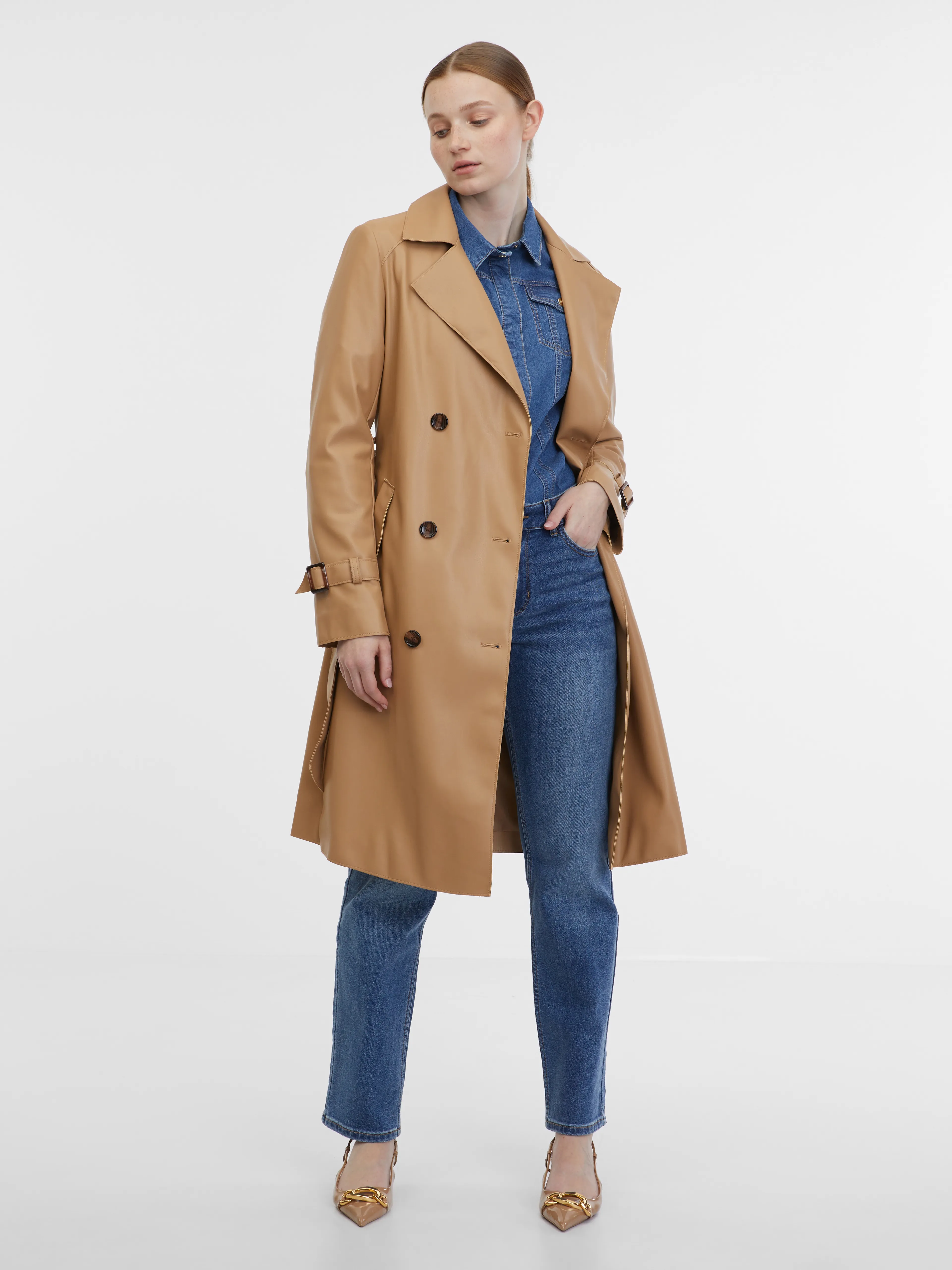 Beigefarbener Damen-Trenchcoat ORSAY