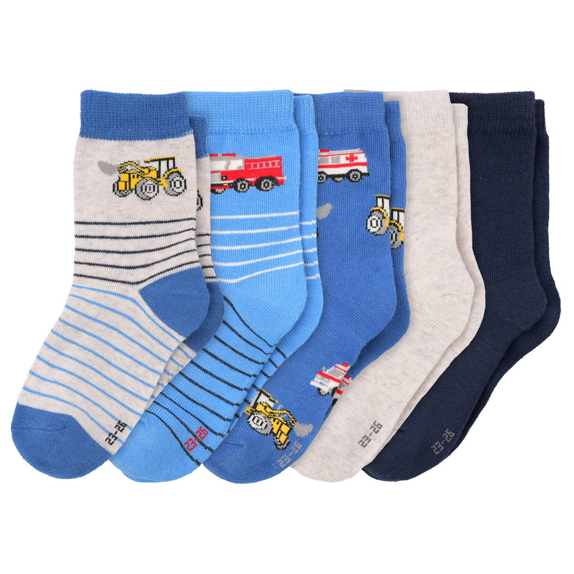 5 Paar Jungen Socken mit Fahrzeug-Motiven