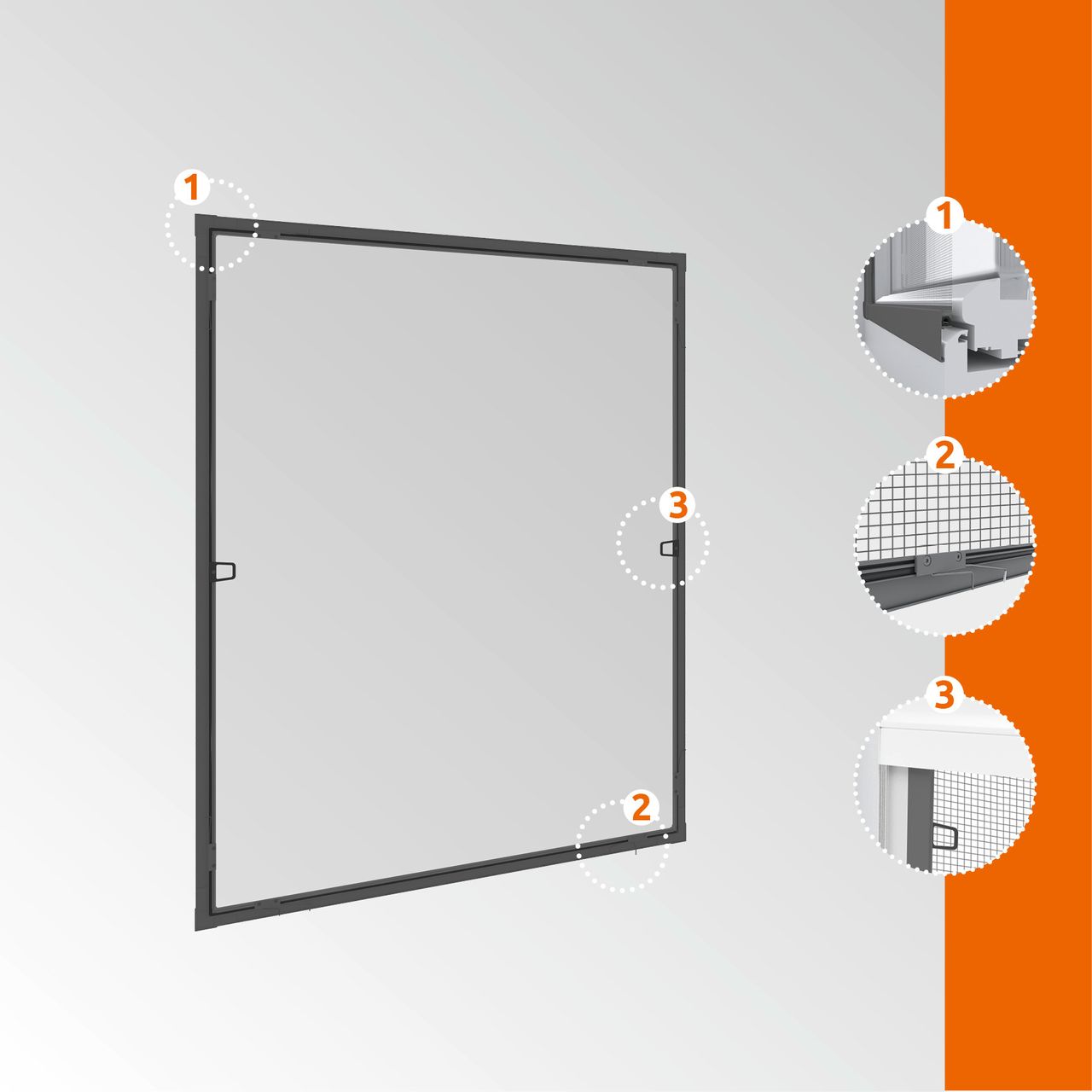 Powertec Insektenschutz Plus FE Ultra Flat 100x120cm Anthrazit