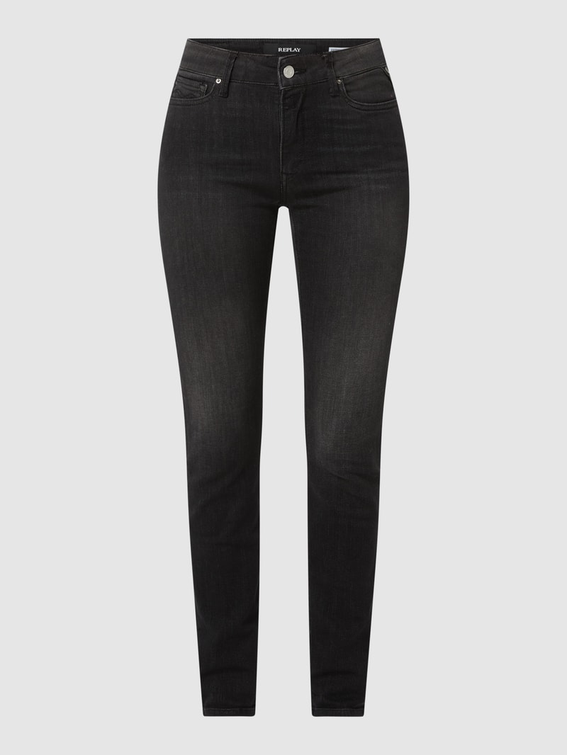 Skinny Fit High Waist Jeans mit Stretch-Anteil Modell 'Luzien' in schwarz