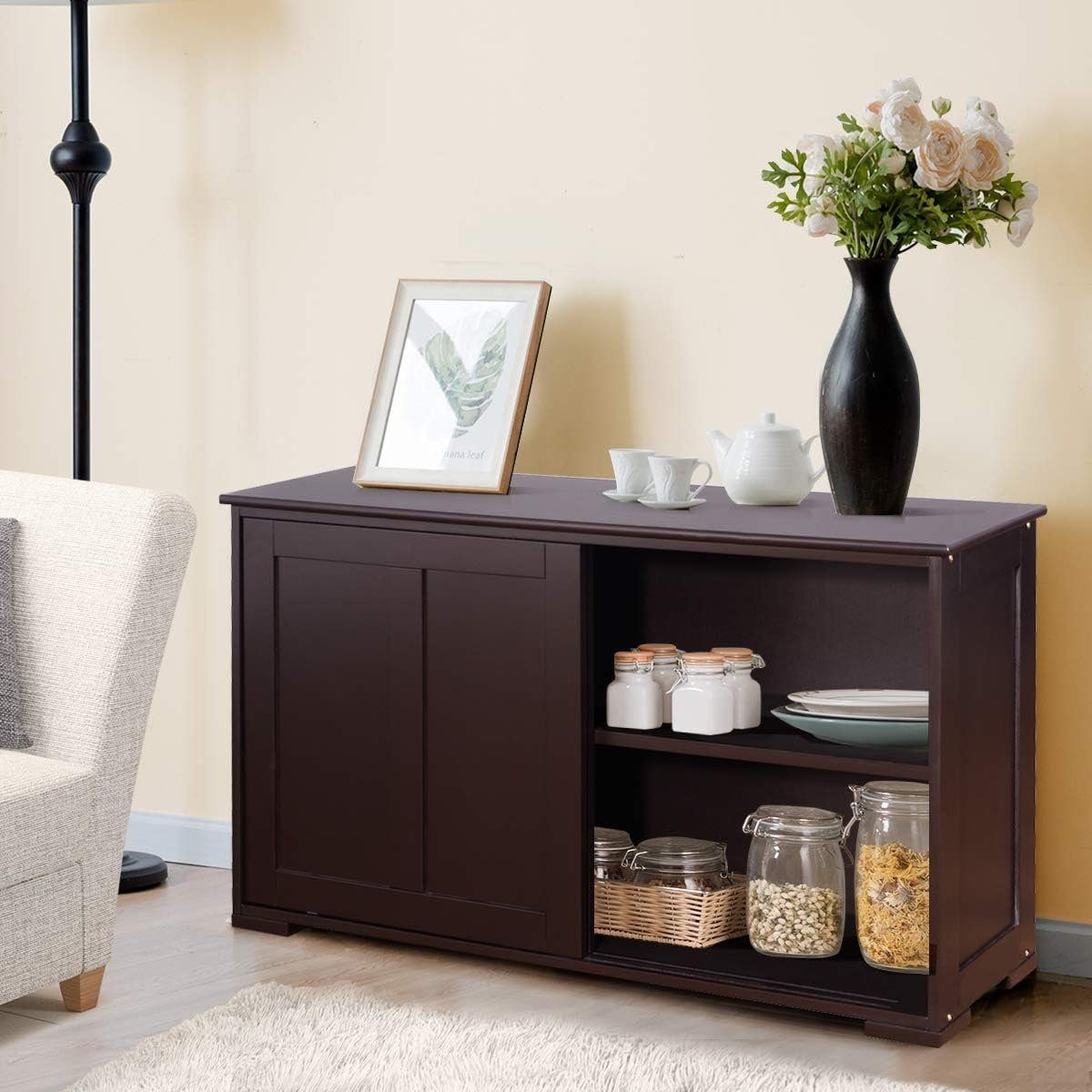 KOMFOTTEU Sideboard Küchenschrank Wohnzimmerregel, Farbewahl, (Braun)