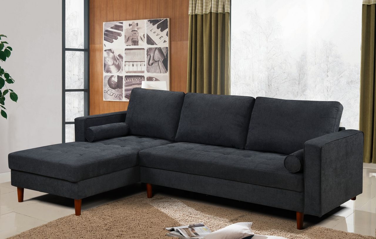 Happy Home Happy Home Ecksofa mit 3 Rückenkissen & 2 Rollkissen HSP109-DGR dunkelgrau