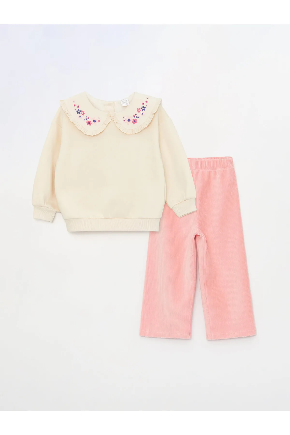 LC Waikiki  Langarm-Baby-Sweatshirt und -Hose mit besticktem Baby-Kragen