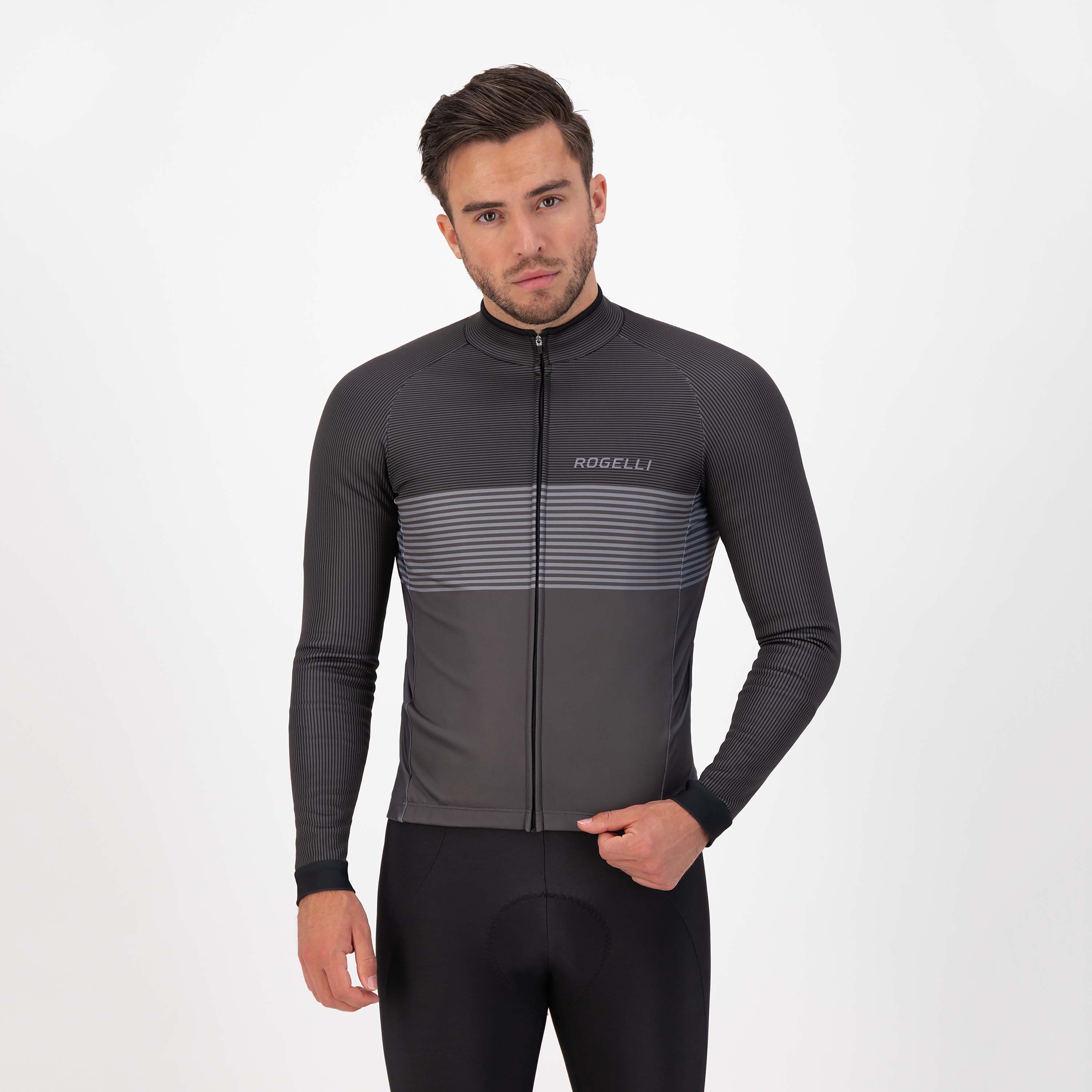 Rogelli Boost Schwarz/Grau Herren Radtrikot Langarm