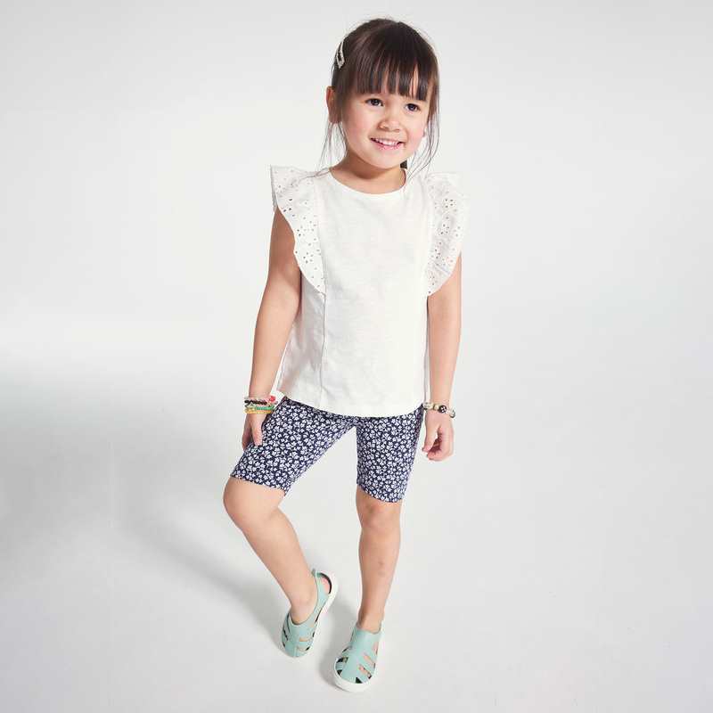 T-shirt détail broderie anglaise blanc fille