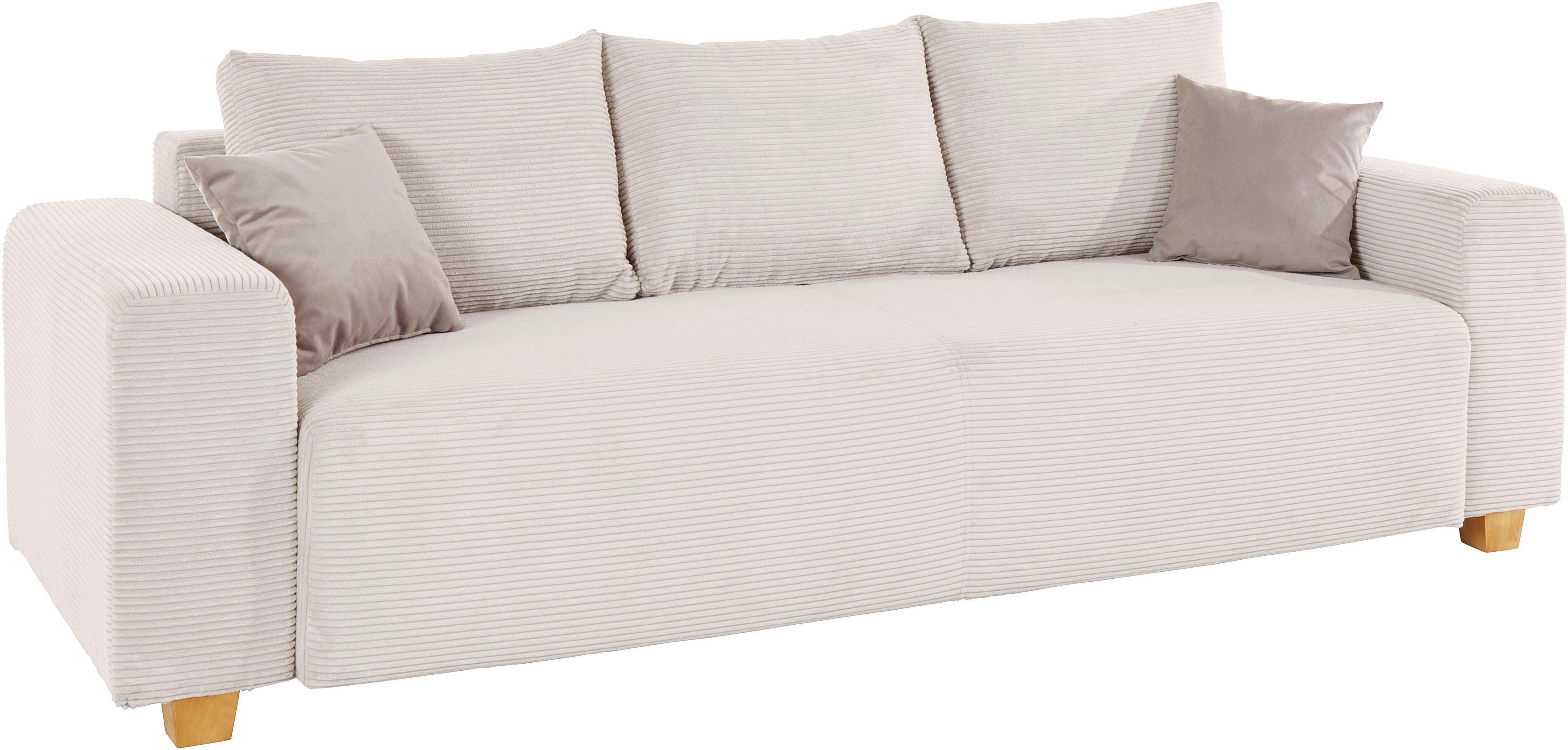 COLLECTION AB Schlafsofa Yves, mit Bettkasten und Bettfunktion, 2 Zierkissen inklusive, in Cord