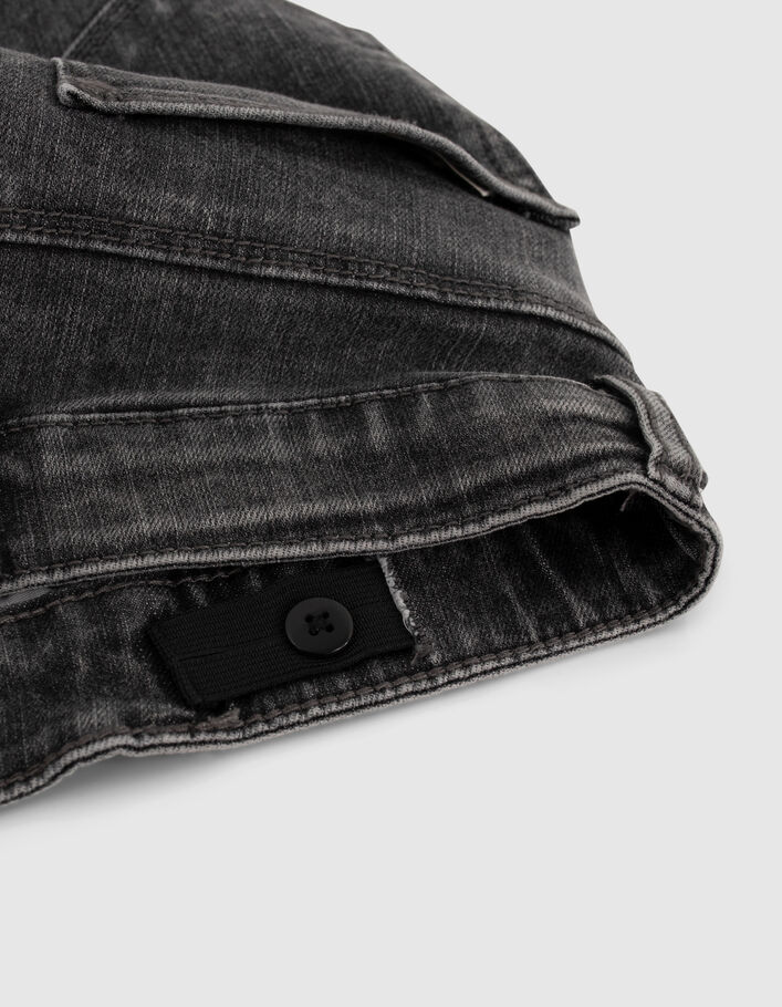 Jean slim gris taille haute bandes côtés fille