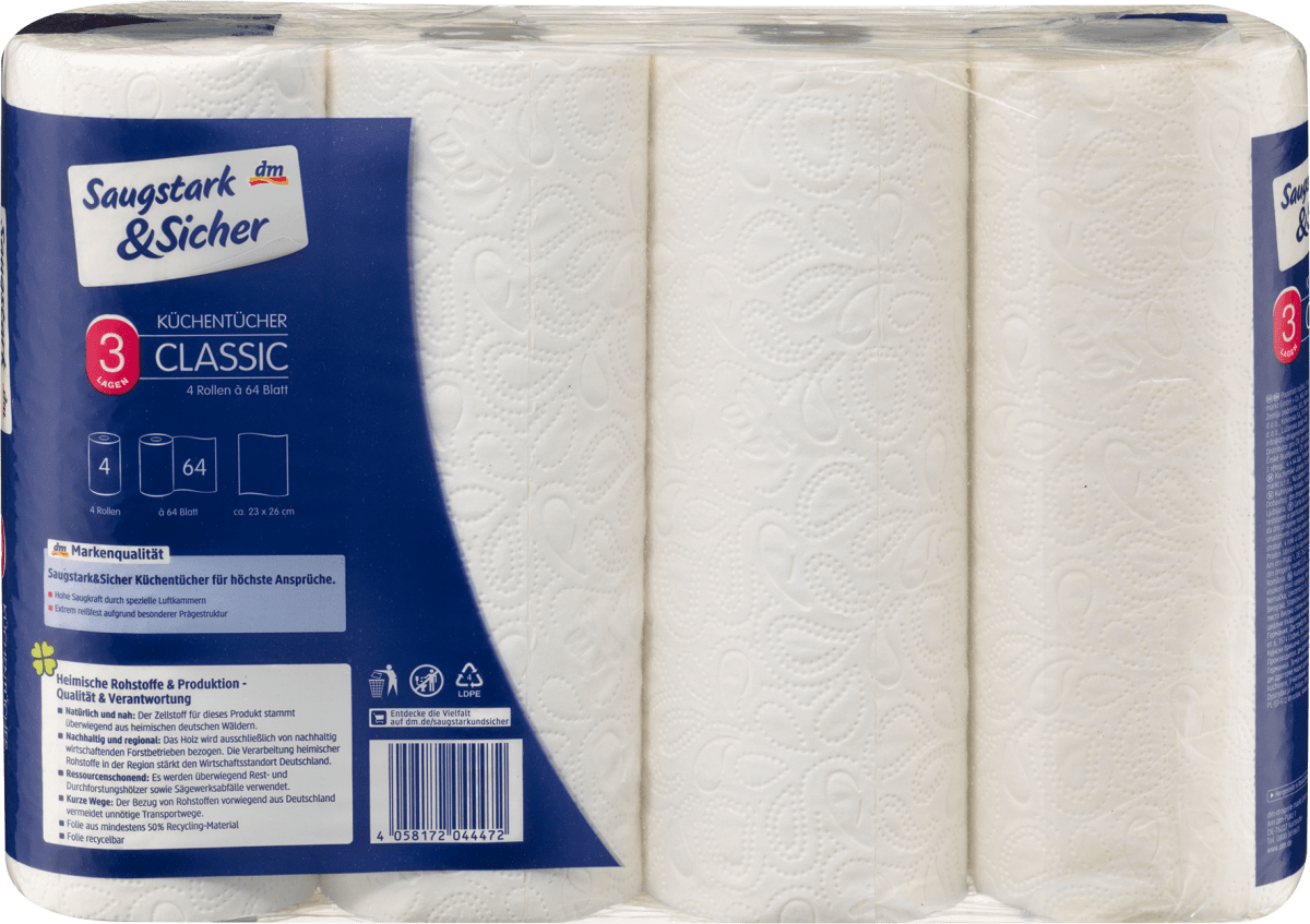 Küchentücher Classic 3-lagig (4x64 Blatt), 4 St