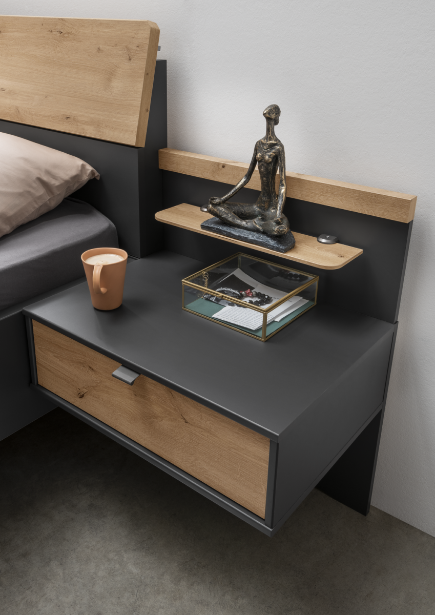 Futonbett Alabama Graphit Eiche 180 x 200 cm