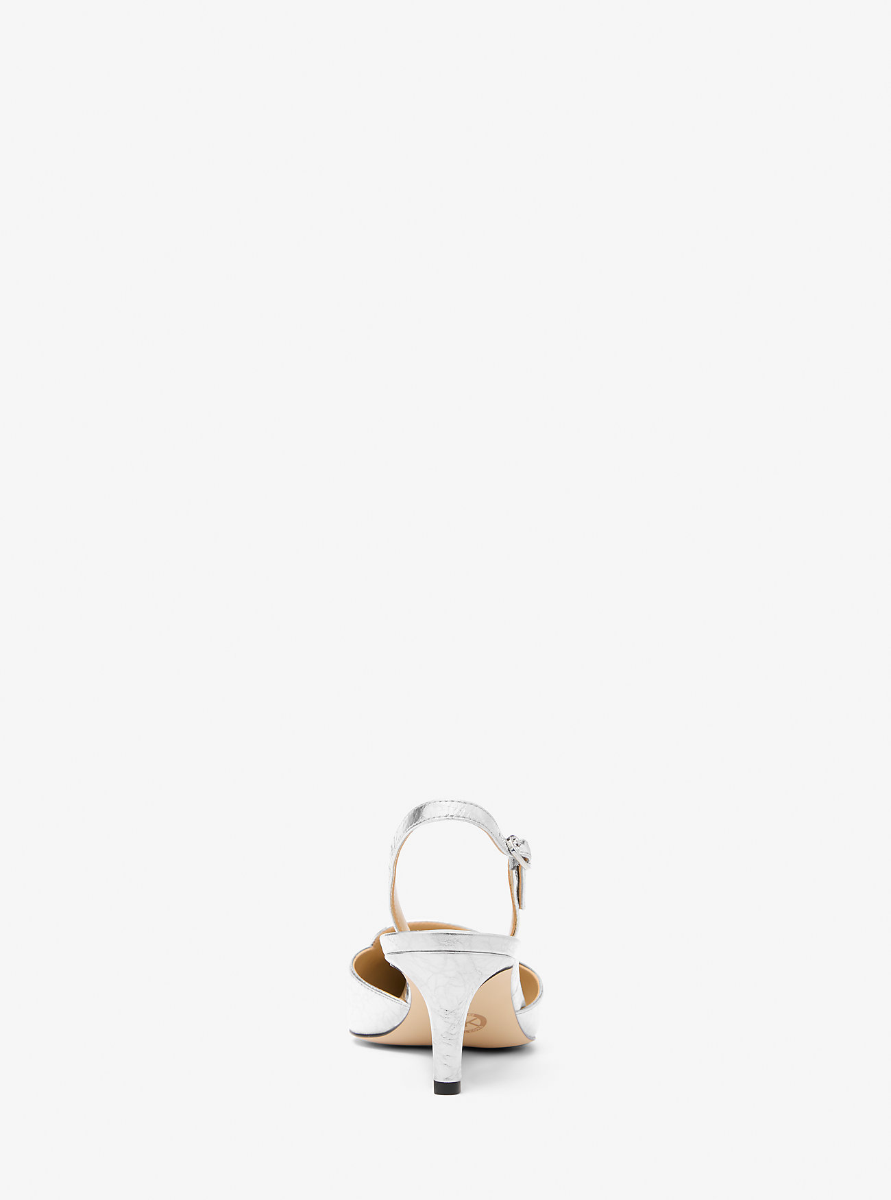 Lena Krakkelert Metallisk Slingback-pumps i Lær - SØLV