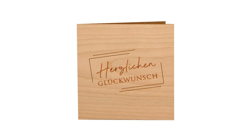Original Holzgrußkarte - Hezlichen Glückwunsch