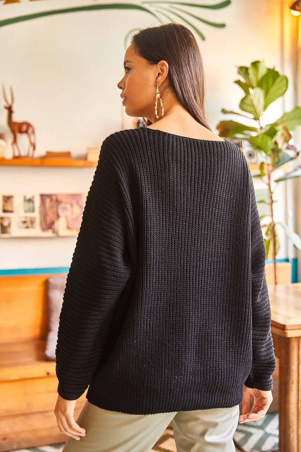 Olalook  Thessaloniki Strickpullover in Übergröße mit V-Ausschnitt