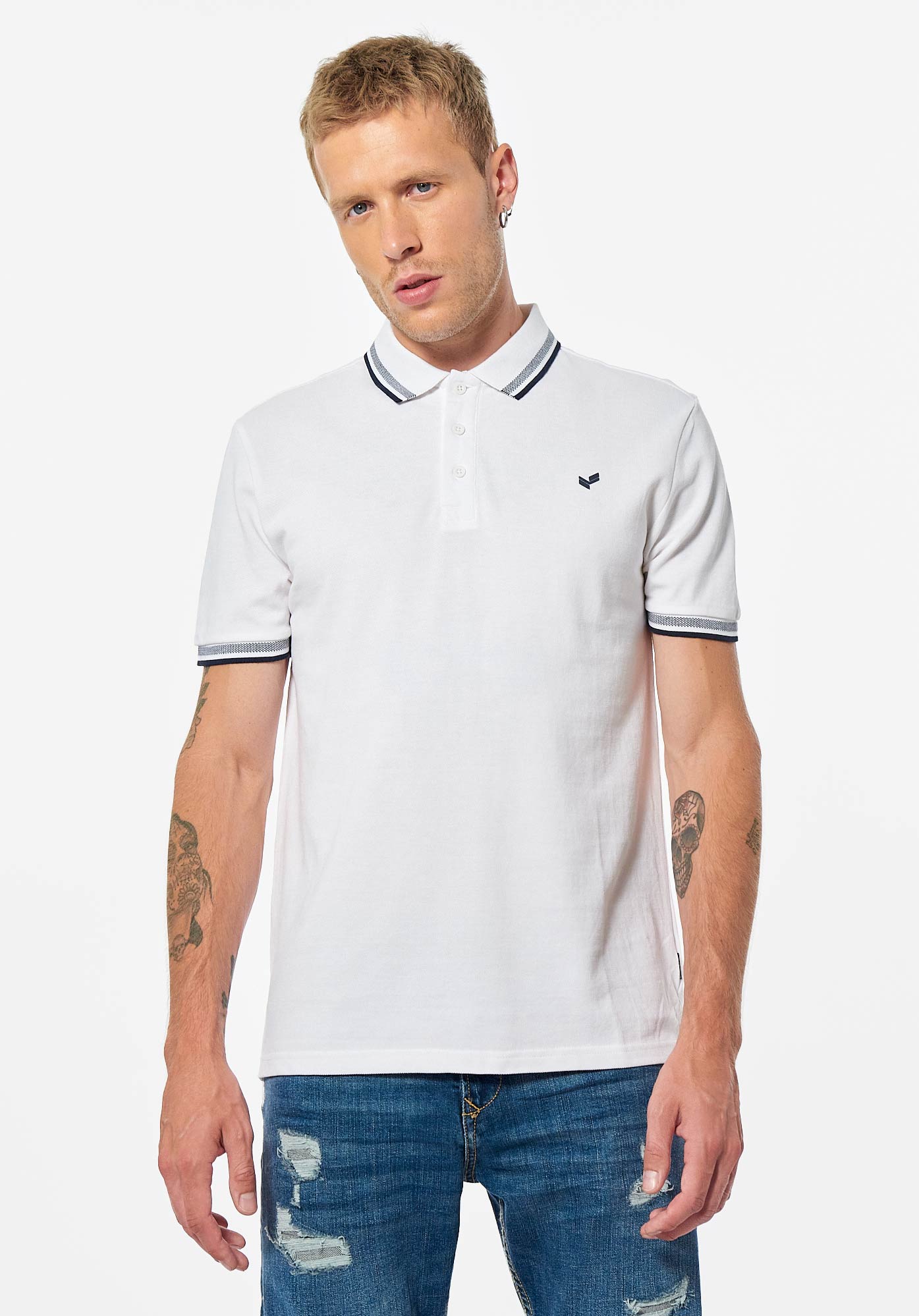 RAYOC  Polo blanc Homme en 100% coton bio