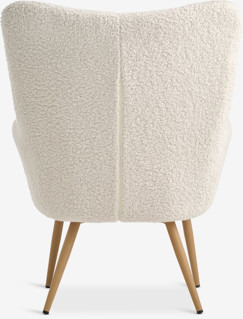 HUNDESTED Fotel HUNDESTED pluszowa tkanina w kolorze złamanej bieli/w kolorze dębu
