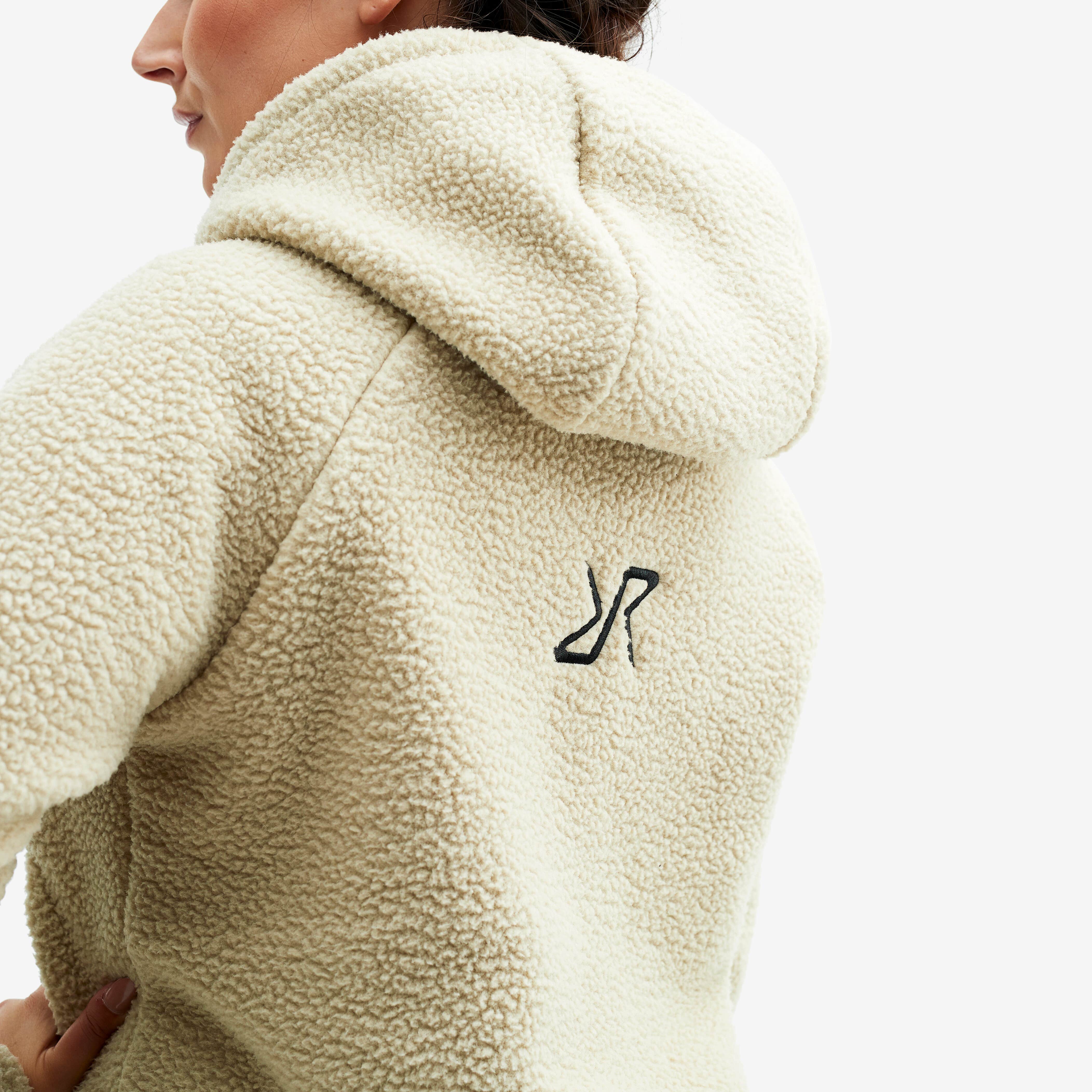 Sherpa Hoodie Femme Beige Khaki