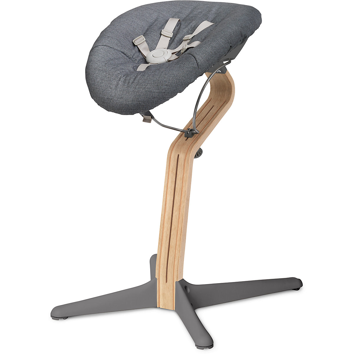 Nomi Baby grey mit Matratze dark grey/sand