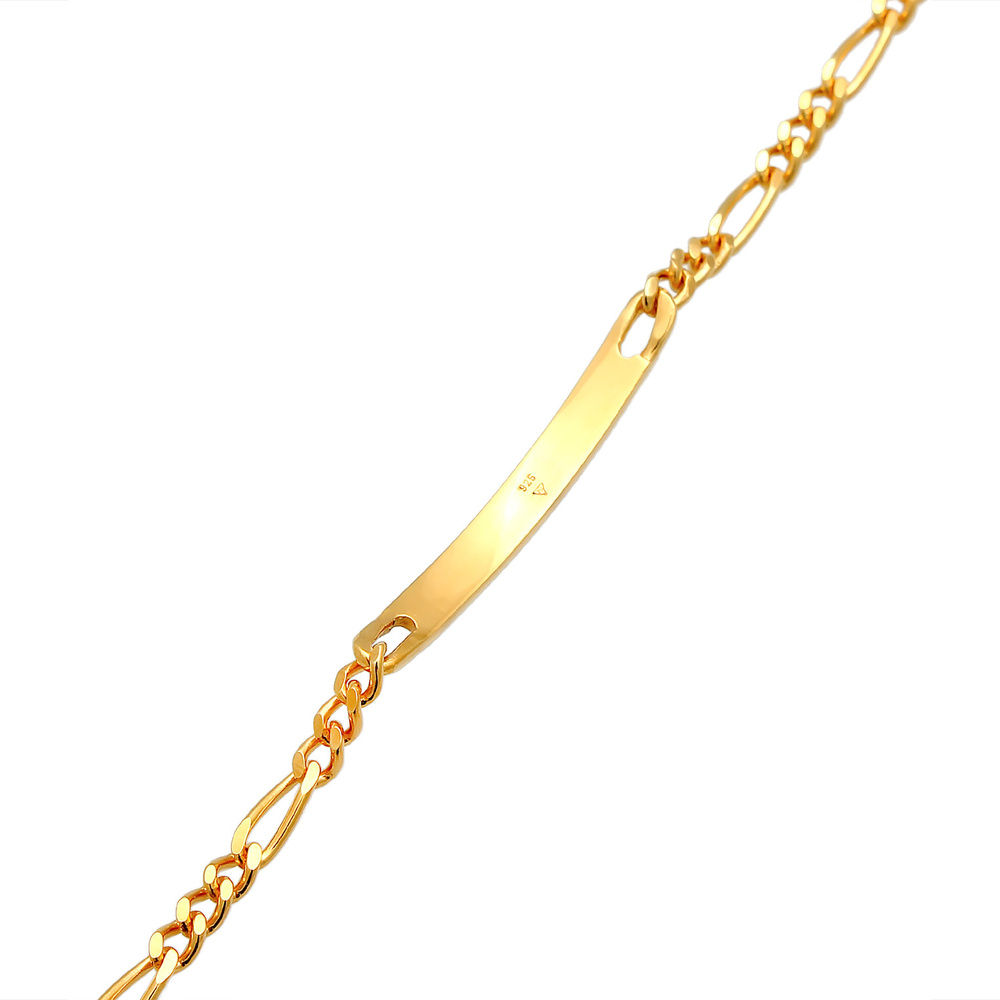 KUZZOI KUZZOI Bracelet Plaque d'identité pour homme Figaro Discreet Classic en argent st Bracelet