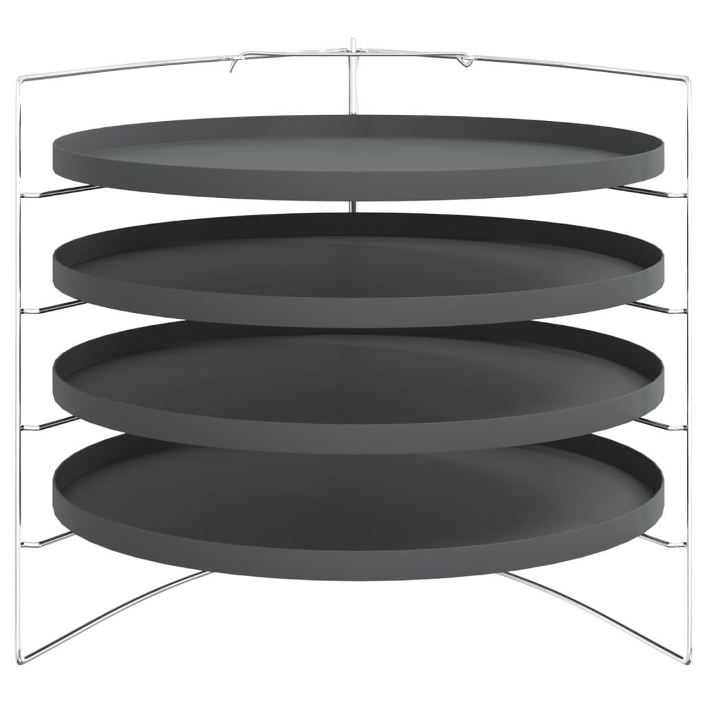 vidaXL Pizzablech Pizzableche 4 Stk. mit Gestell Ø 28 cm Stahl, Stahl