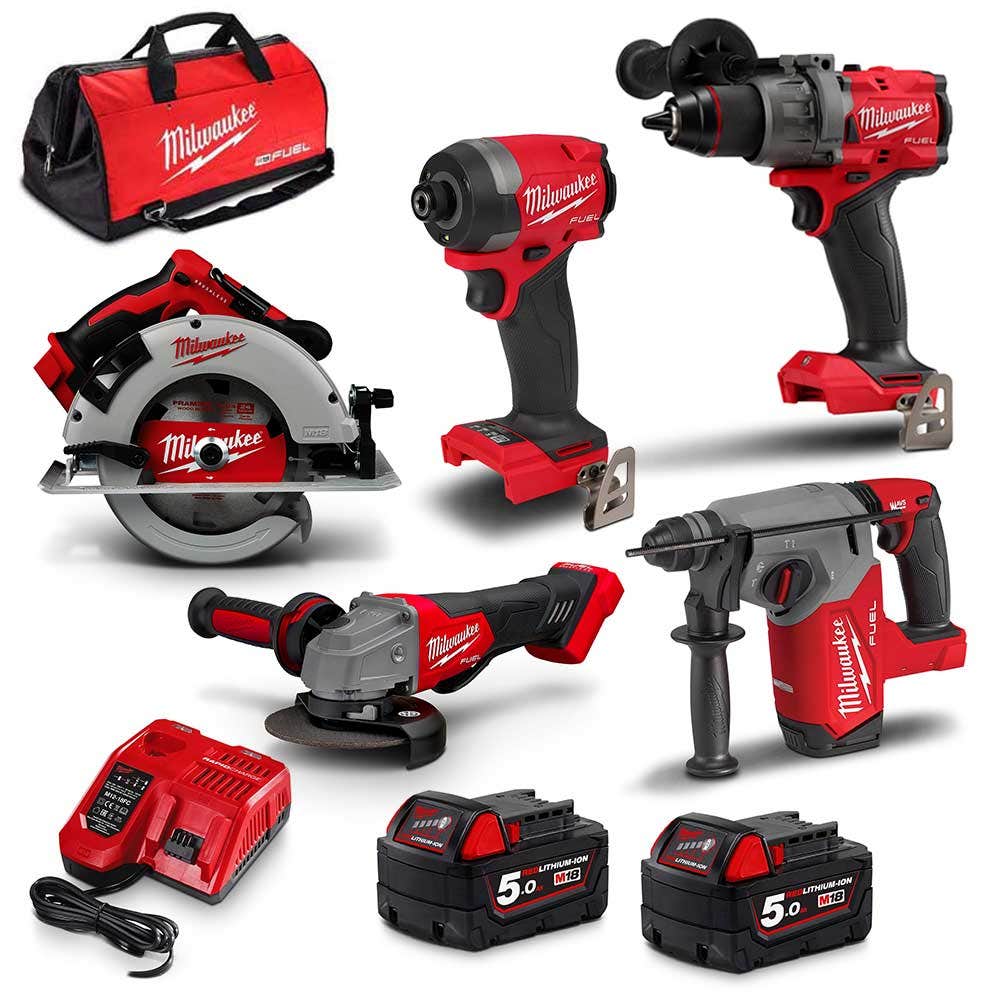 MILWAUKEE 18V FUEL™ 5 Piece 2 x 5.0Ah Combo Kit M18FPP5A3502B