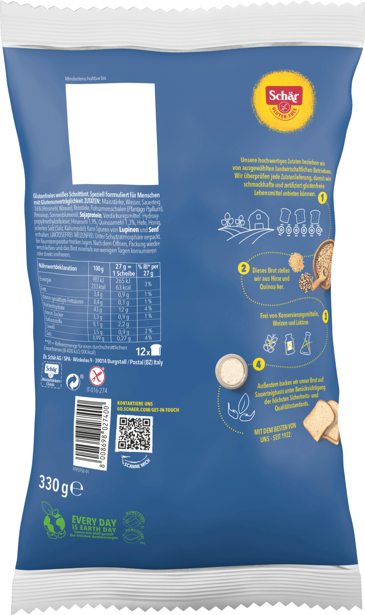 Brot, Meisterbäckers Classic mit Hirse & Quinoa (12 Stück), 330 g