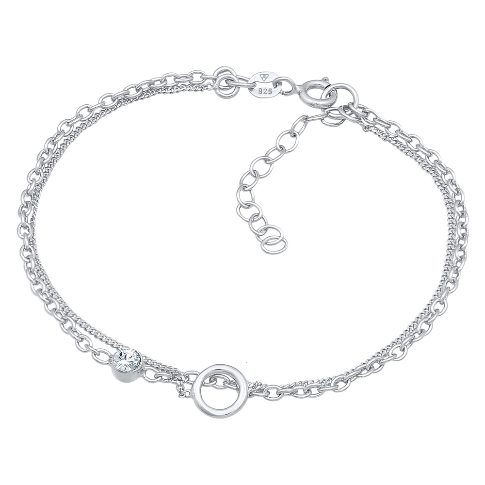 Elli Elli Bracelet Femmes Solitaire Cercle Layer avec cristal de verre en argent sterl Bracelet