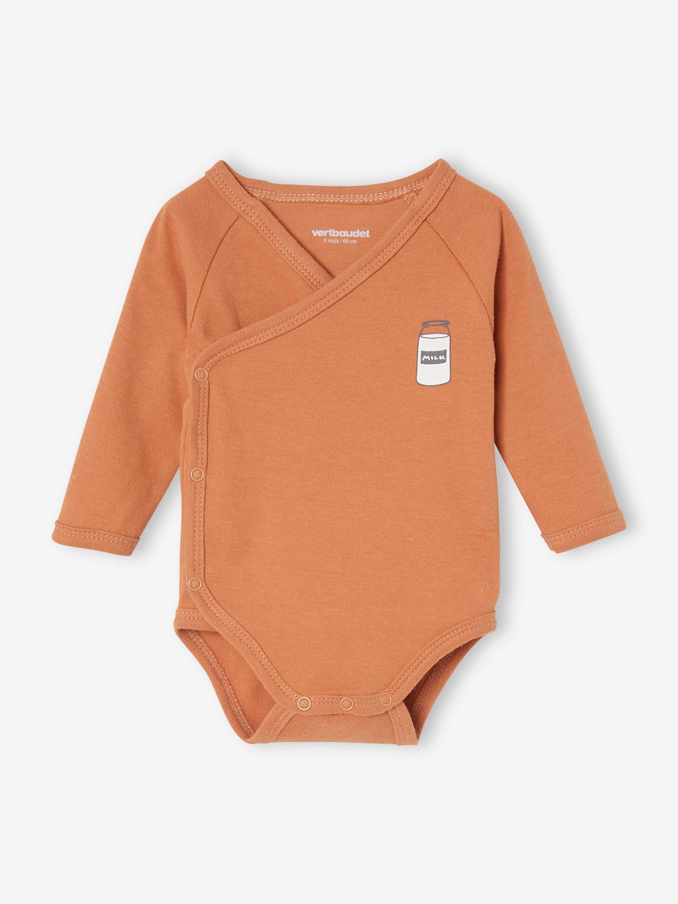 Lot de 2 bodies manches longues bébé ouverture naissance noisette