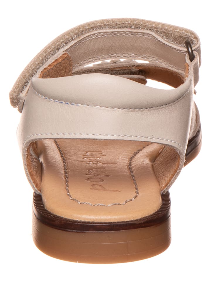 POM POM Leder-Sandalen in Beige günstig kaufen
