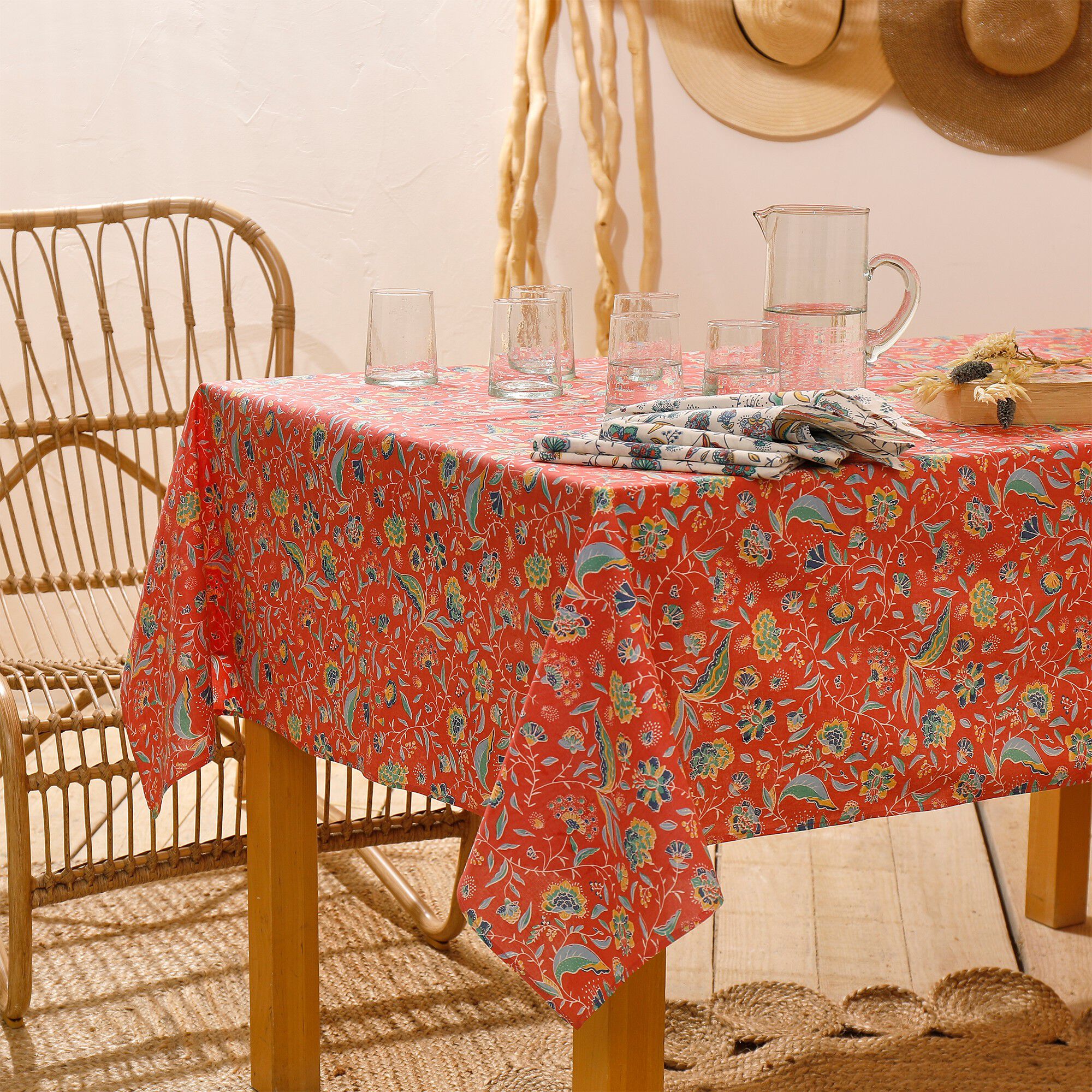 Nappe rectangulaire imprimé floral Indian Summer