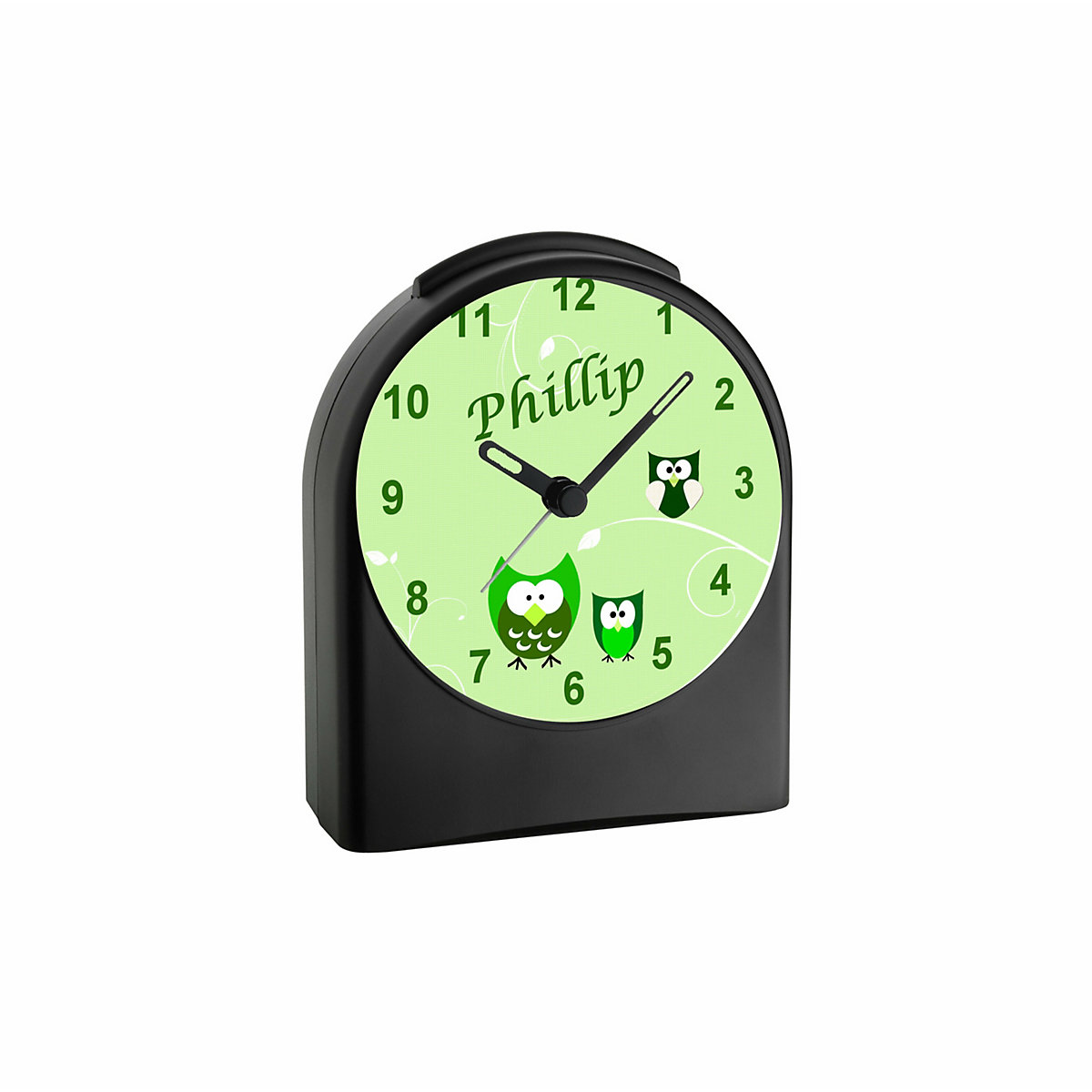 Kinder Funkwecker personalisiert mit Namen Eule Atom-/Funkuhr, 12-Stunden-Anzeigeformat, Schlummerfunktion, Nachtlicht, Geräuschlos/Ohne Ticken