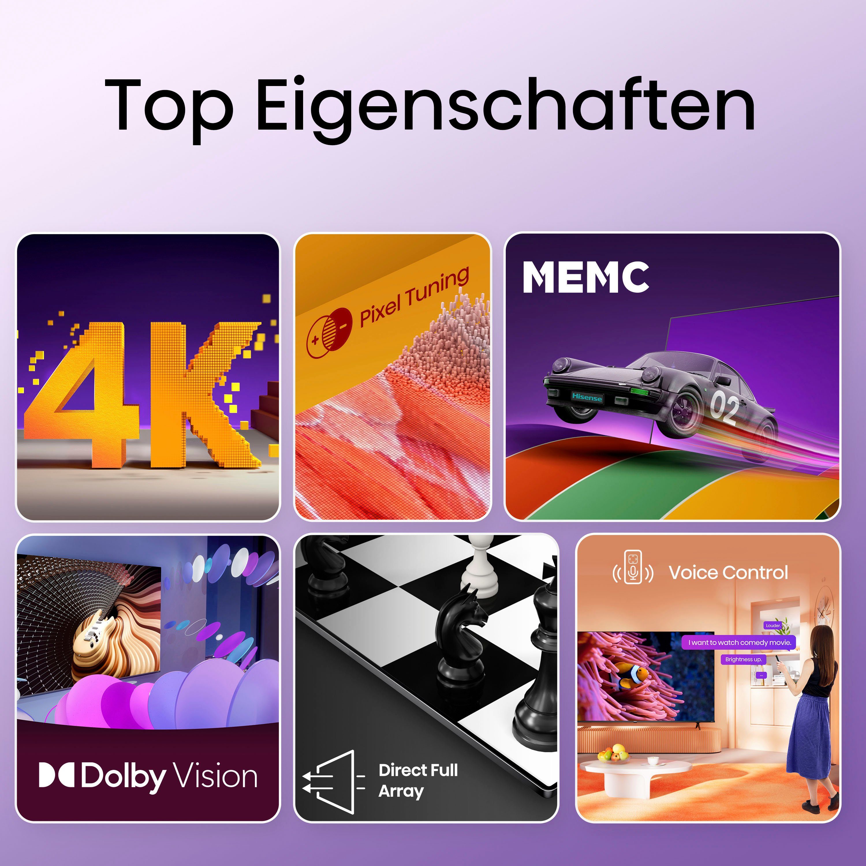 Hisense 55E61KT LED-Fernseher (139 cm/55 Zoll, 4K Ultra HD, Smart-TV, Smart-TV, Dolby Vision, Triple Tuner DVB-C/S/S2/T/T2)
