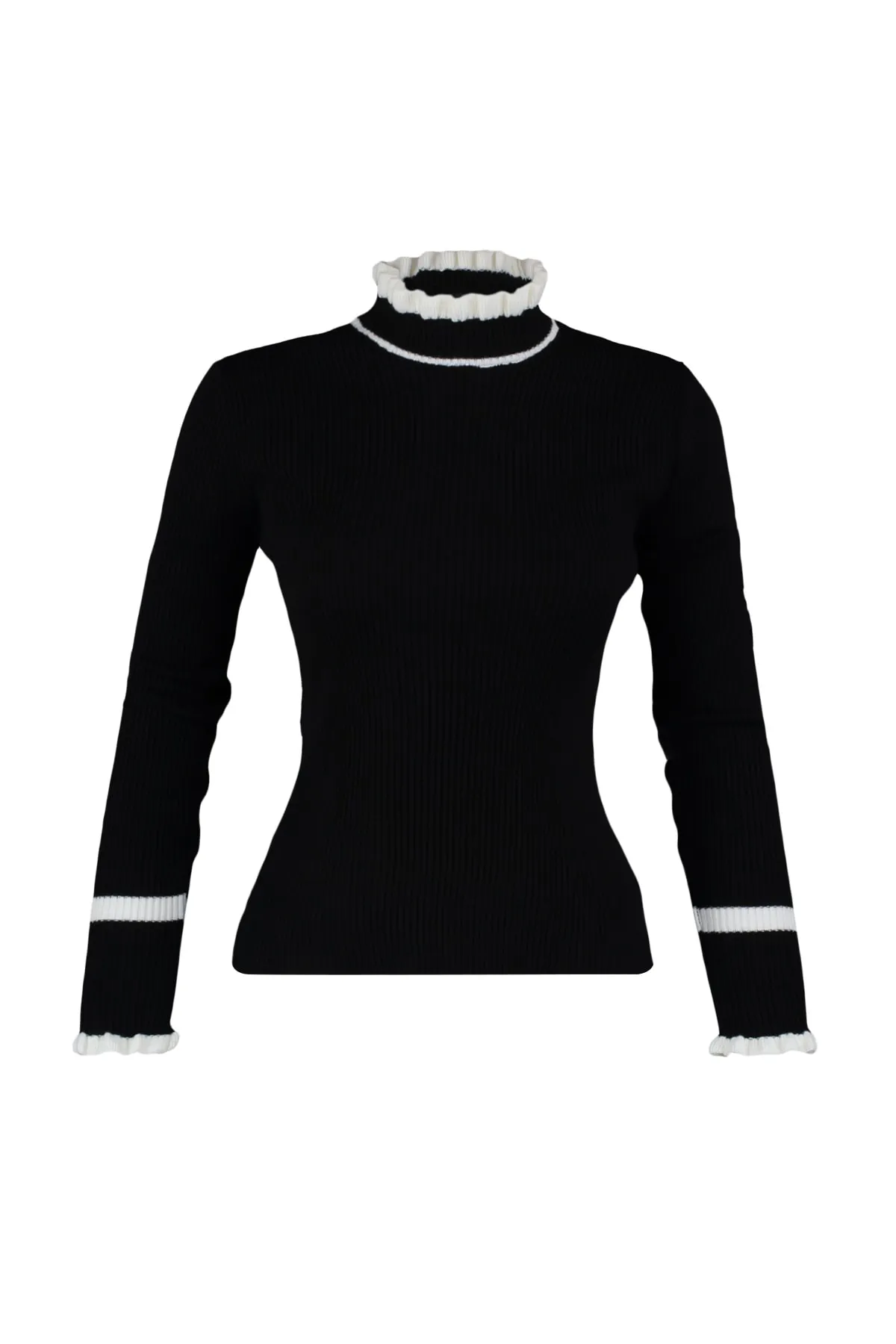 Trendyol Collection  Schwarzer Strickpullover mit Farbblockdesign TWOAW22KZ1250