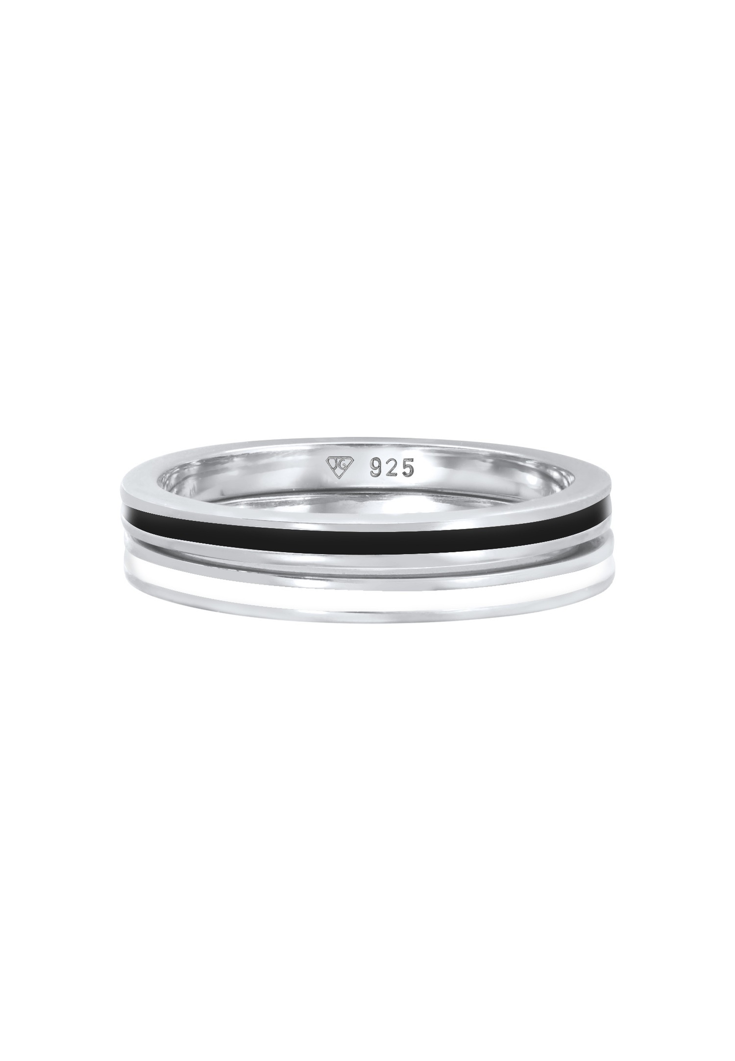 Ensemble de bagues basiques Elli pour femme, en émail noir et argent sterling 925