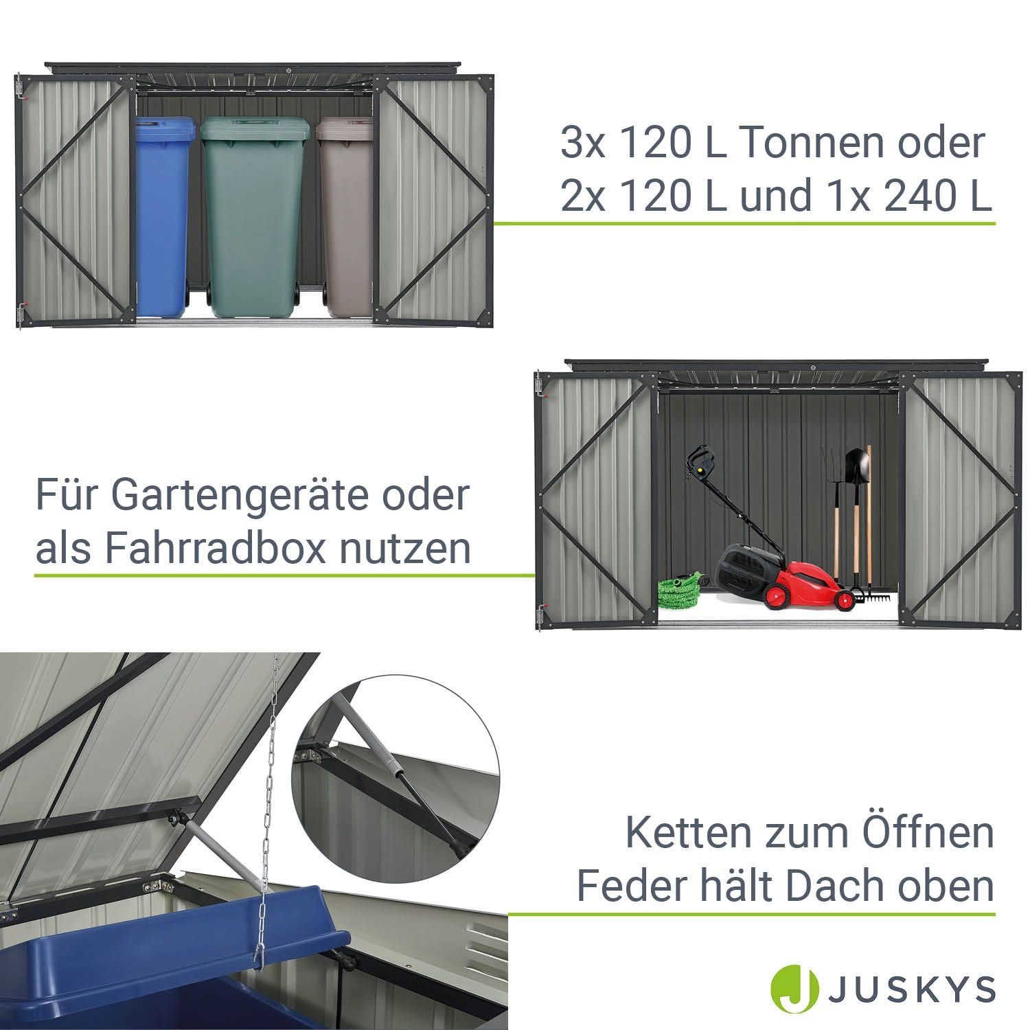 Juskys Mülltonnenbox Namur, verschließbar, Deckel mit Gasdruckfeder, Befestigungskette
