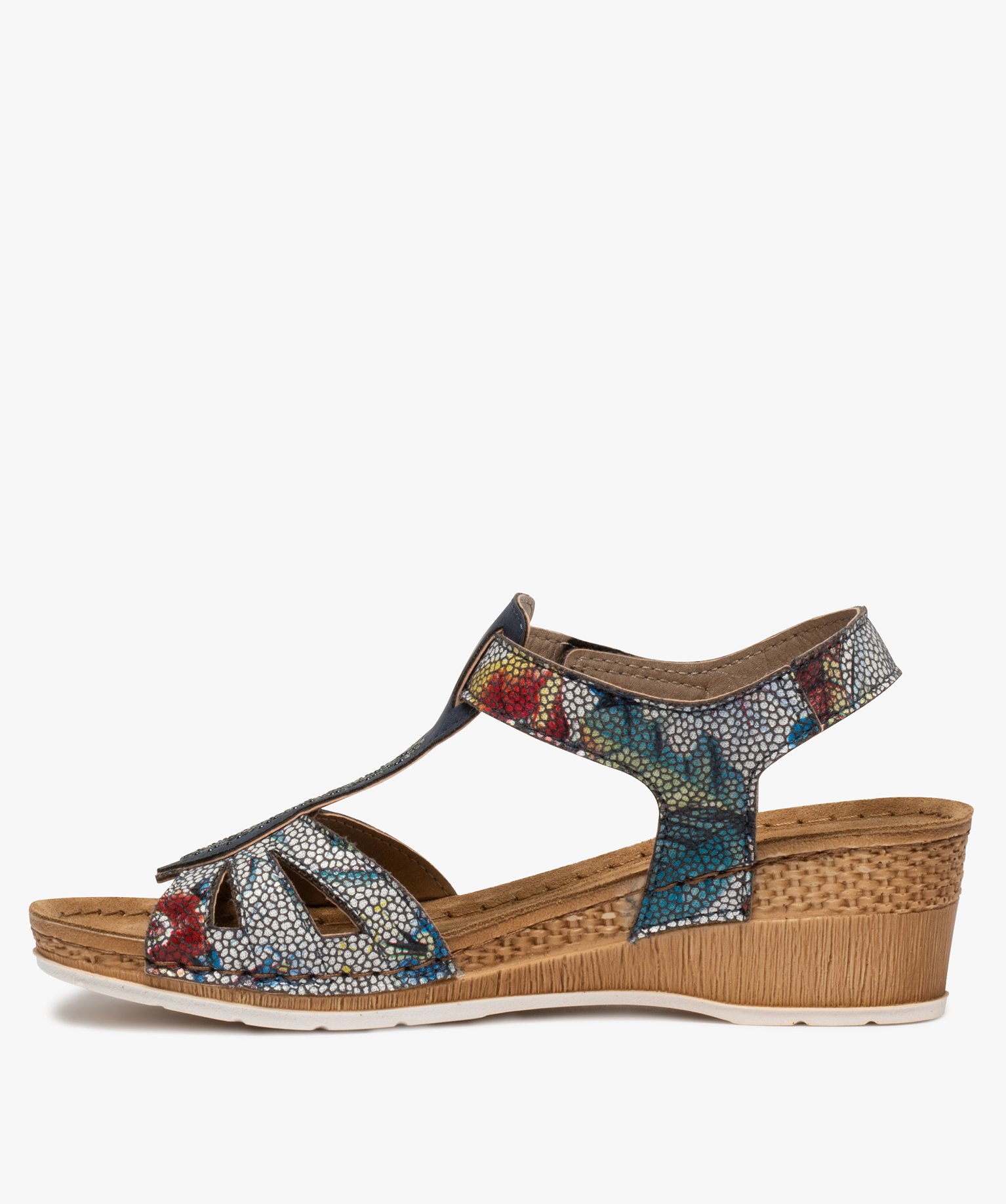 Sandales femme confort dessus multicolores finitions strass bleu | GEMO