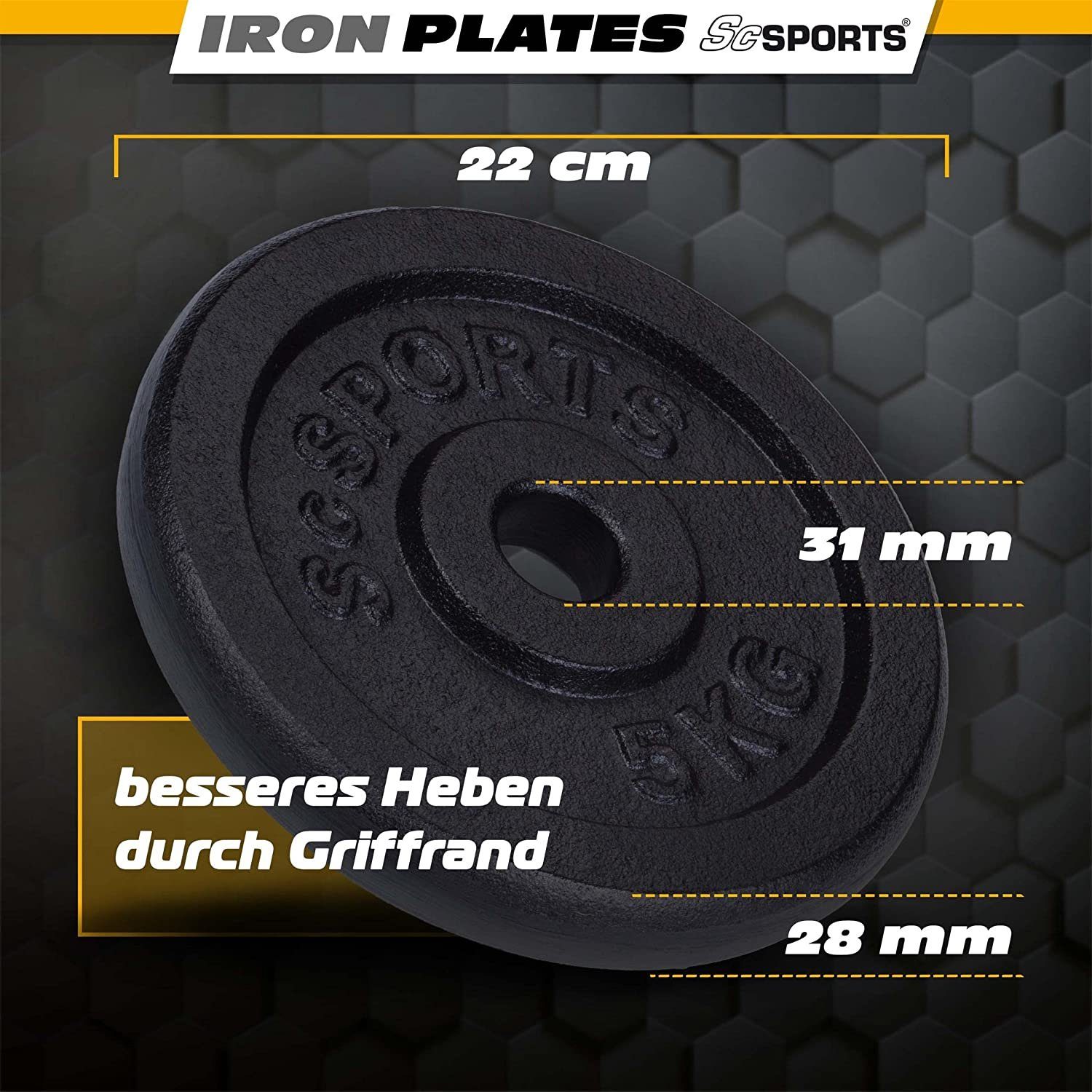 ScSPORTS® Hantelscheiben Set 10 kg 30/31mm Gusseisen Gewichtsscheiben Gewichte, (10002966-tlg)