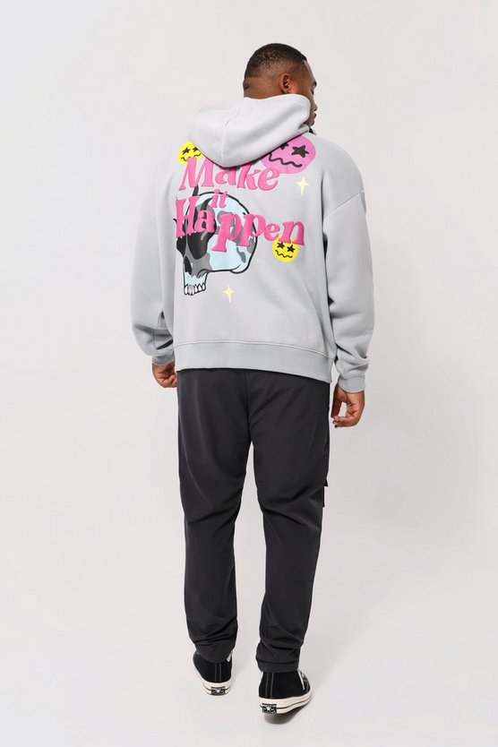 Plus kastiger Oversize Hoodie mit Print