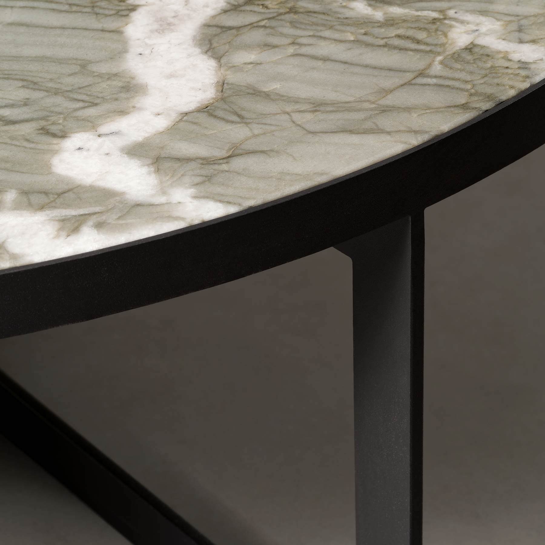 MAGNA Atelier Couchtisch OSAKA mit ECHTEM MARMOR, Wohnzimmer Tisch rund, Beistelltisch, schwarz Metallgestell, Ø70x42cm