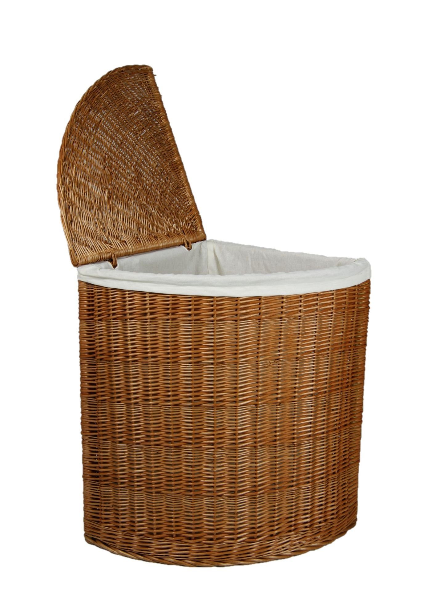 animal-design Wäschekorb, Eckwäschetruhe - 75 L oder 125 L - aus Weide Wäschekorb mit Deckel und waschbarem Stoffeinsatz Wäschesammler Kleidertruhe Aufbewahrungstruhe Truhe