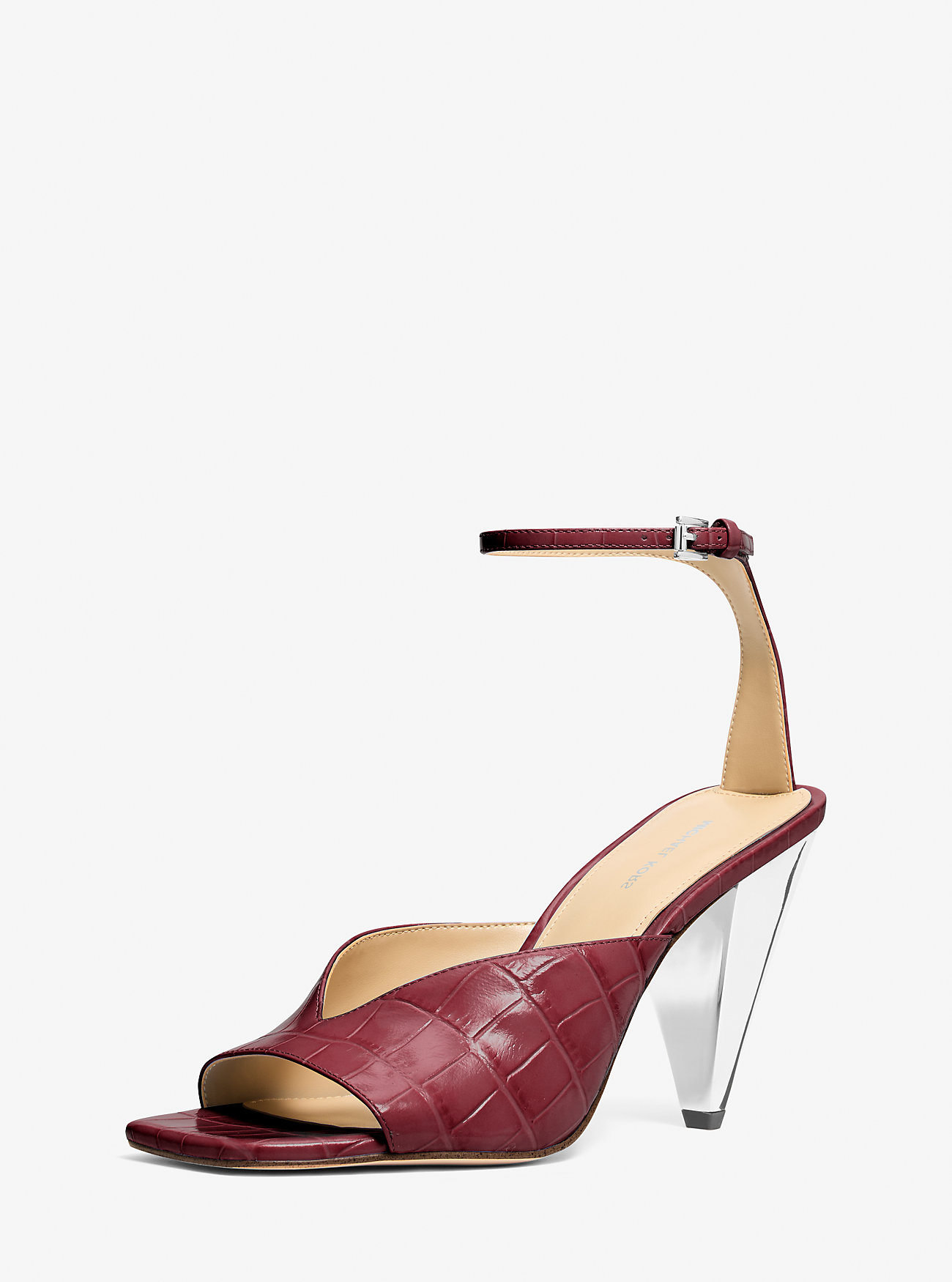 Electra Crocodile Preget Skinnsandaler - OXBLOOD