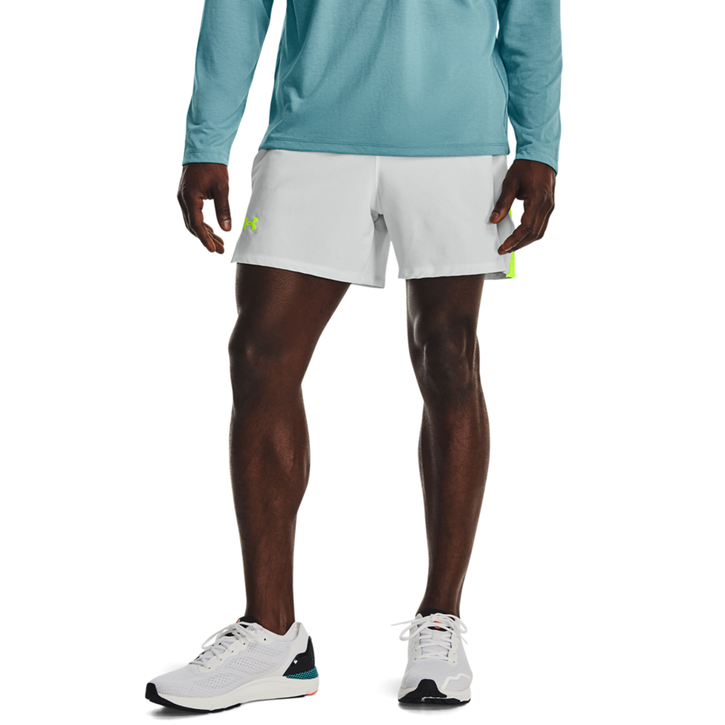 Launch Elite 5in Shorts Herren - Weiß, Neongelb