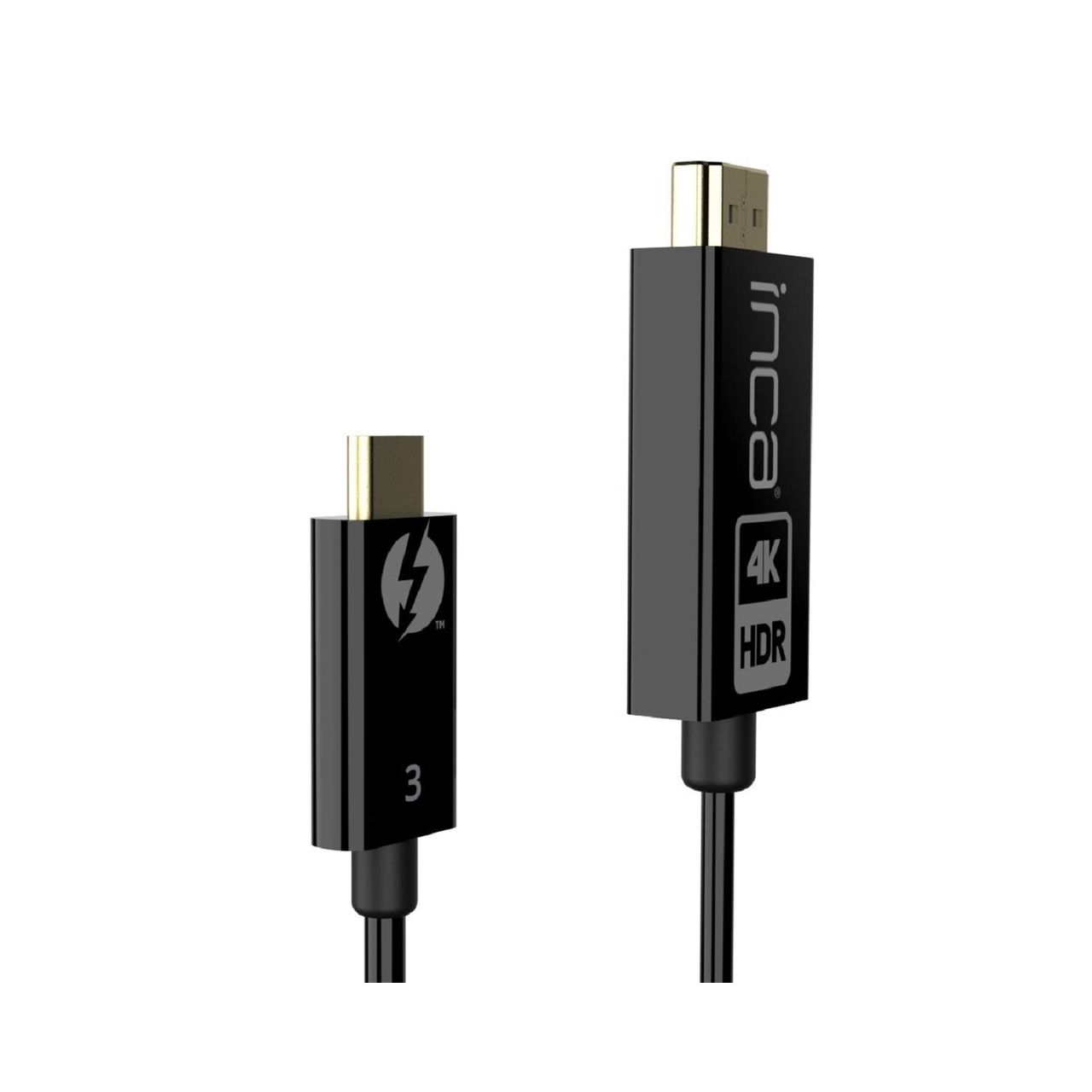 Inca USB-C auf HDMI Kabel 1,8 m (4K@60Hz) Konverterkabel Adapterkabel Schwarz