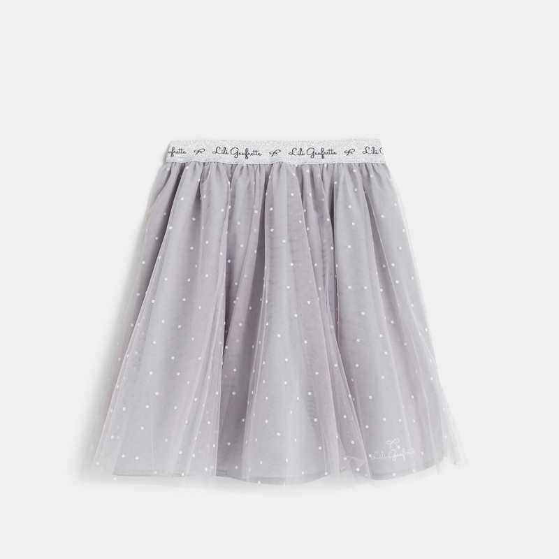 Jupon gris en tulle à pois Lili Gaufrette