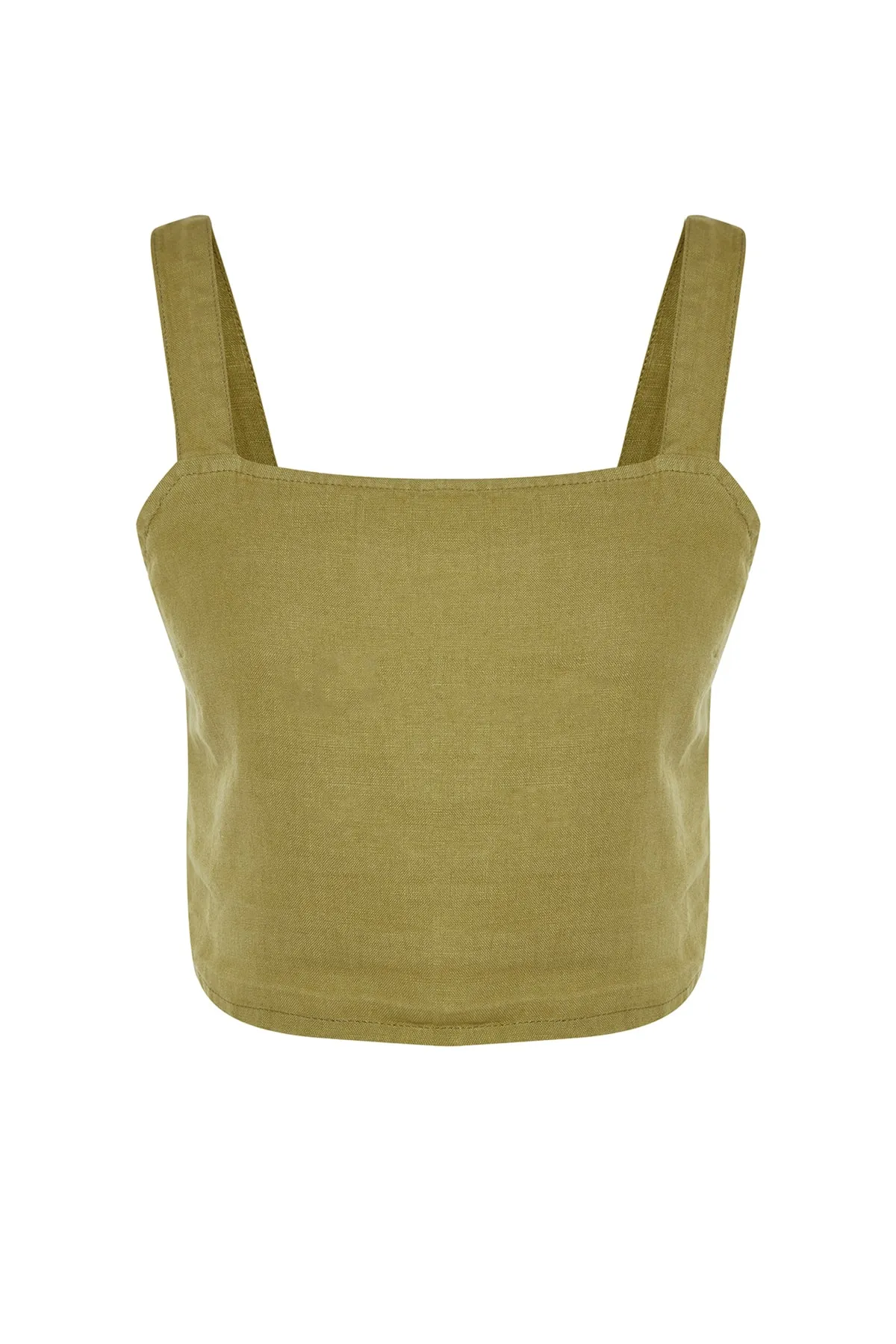 Trendyol Collection  Ölgrünes Bustier aus 100 % Leinen