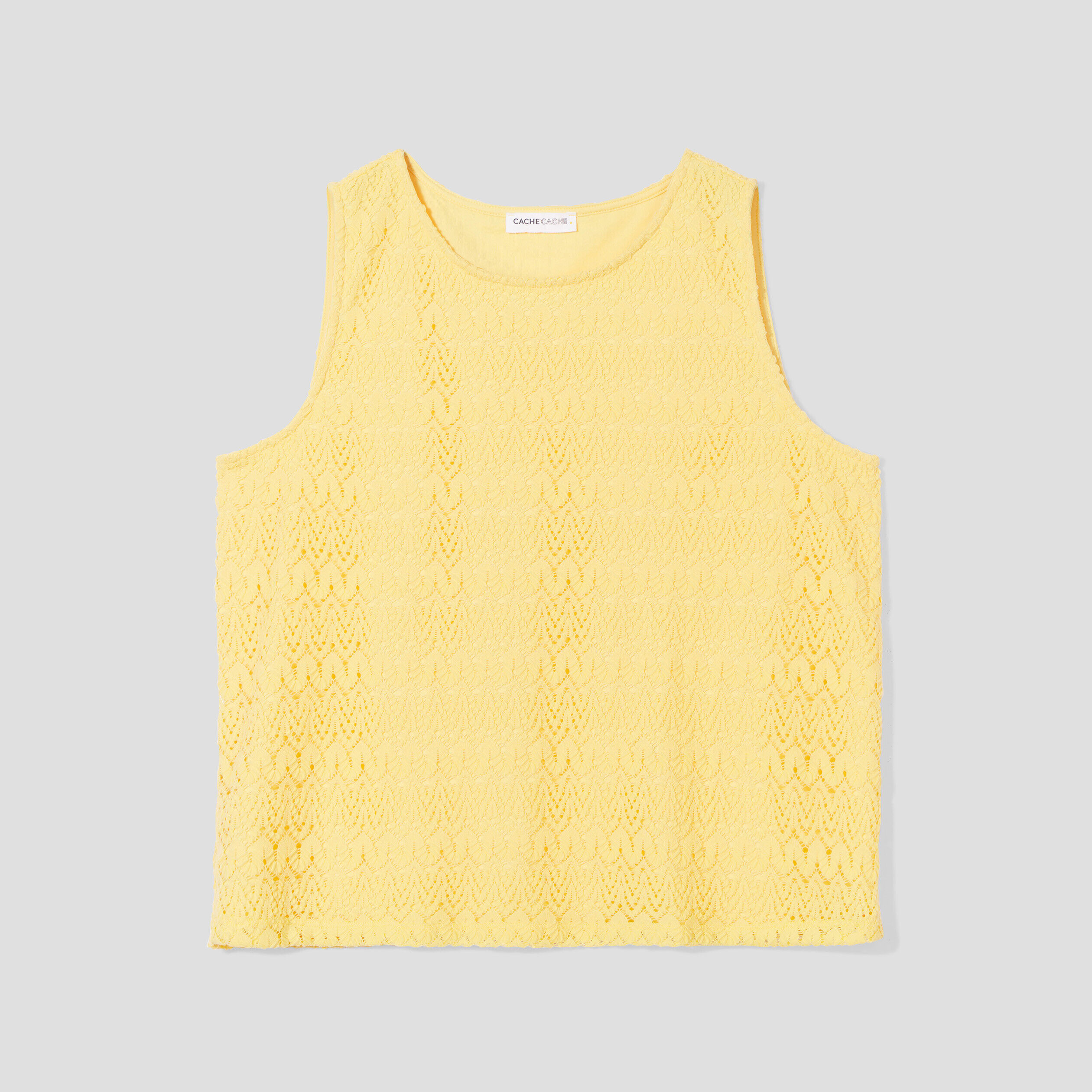 Débardeur aspect crochet jaune pastel femme | Cache Cache