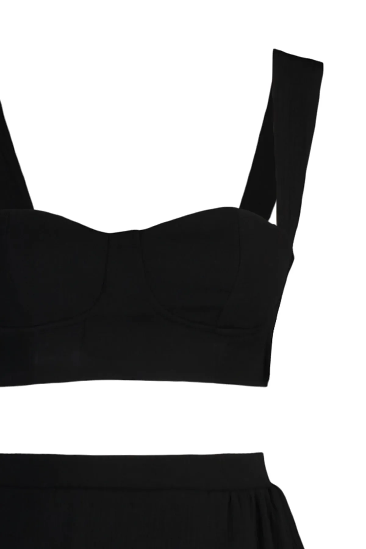 Trendyol Collection  Schwarzes Strandoberteil und -unterteil-Set mit Bügeldetails TBESS22AU0100