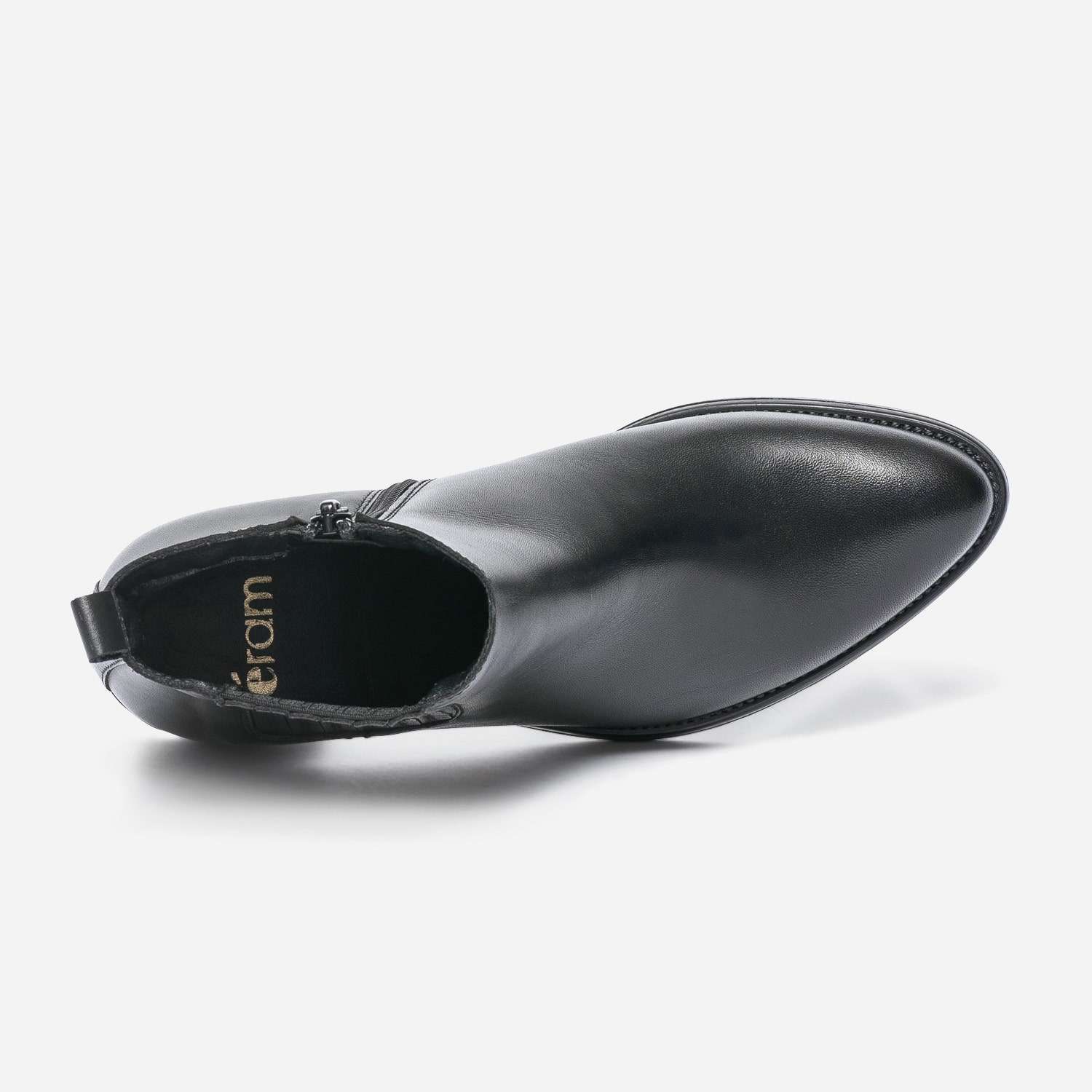 Boots noir en cuir avec élastique cousu