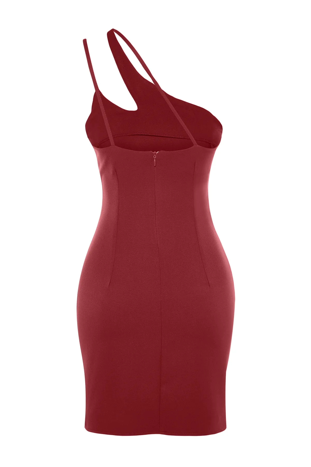 Trendyol Collection  Burgunderfarbenes, figurbetontes gewebtes Abendkleid TPRSS22EL1652
